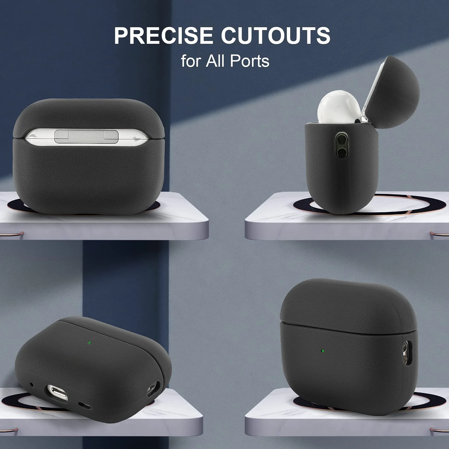 Teyomi Etui kompatybilne z Airpods Pro 2, etui ochronne TPU kompatybilne z Airpods Pro 2 generacji z paskiem na nadgarstek, wzór tekstury (czarny)