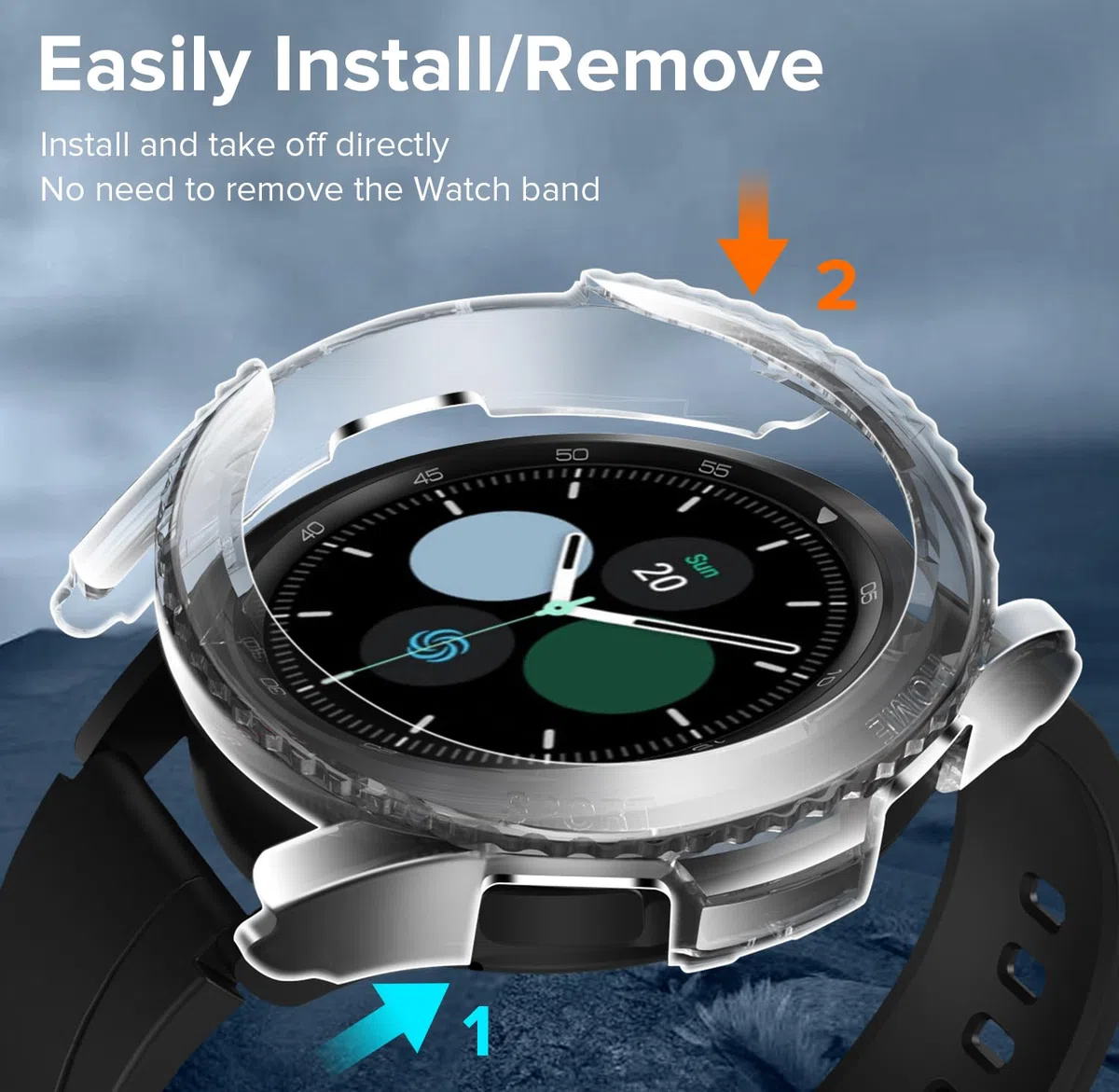ivoler 3 Pack Hard PC Case do Samsung Galaxy Watch 4 Classic 46mm, [Ochrona wojskowa] Odporne na wstrząsy etui ochronne Ultra cienkie etui odporne na zarysowania, 2 przezroczyste + 1 czarne