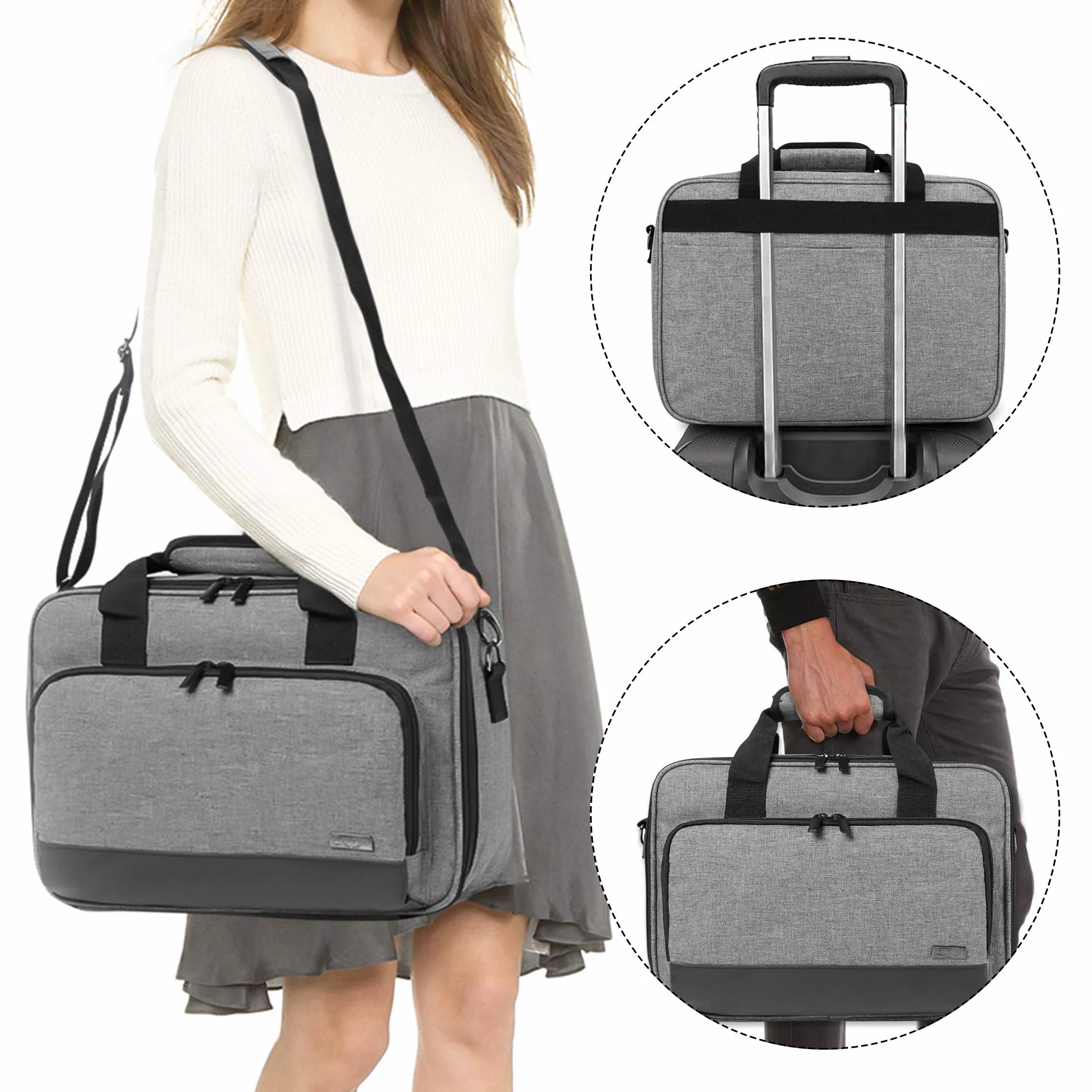 Luxja Torba na projektor kompatybilna z projektorem Acer, BenQ, Epson, Optoma i Viewsonic, torba z projektorem z etui ochronnym na laptopa, 39,4 cm x 28 cm x 13,5 cm, szara