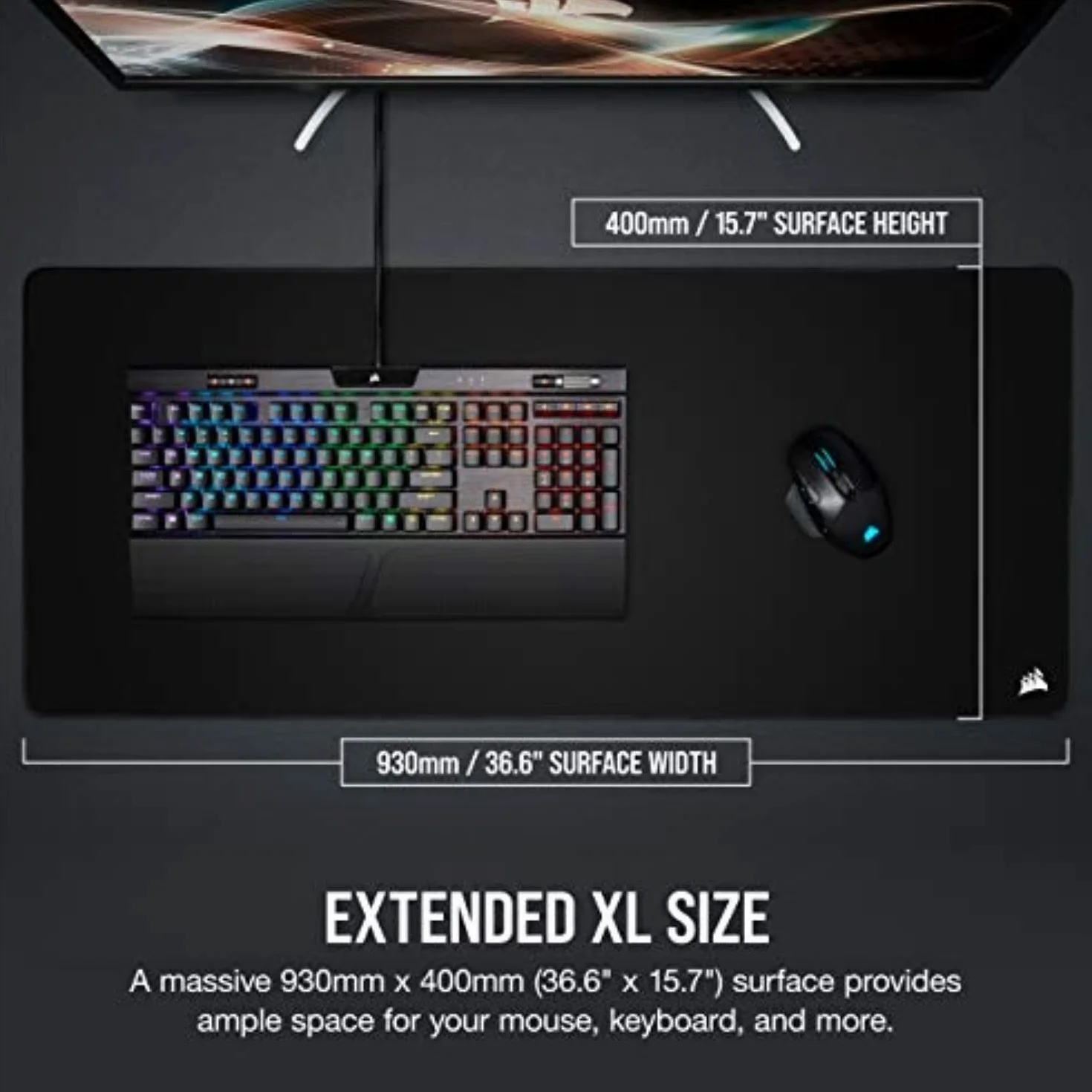 Corsair MM350 PRO Premium Spill-Proof Cloth Gaming Mouse Pad – Extended XL, Black