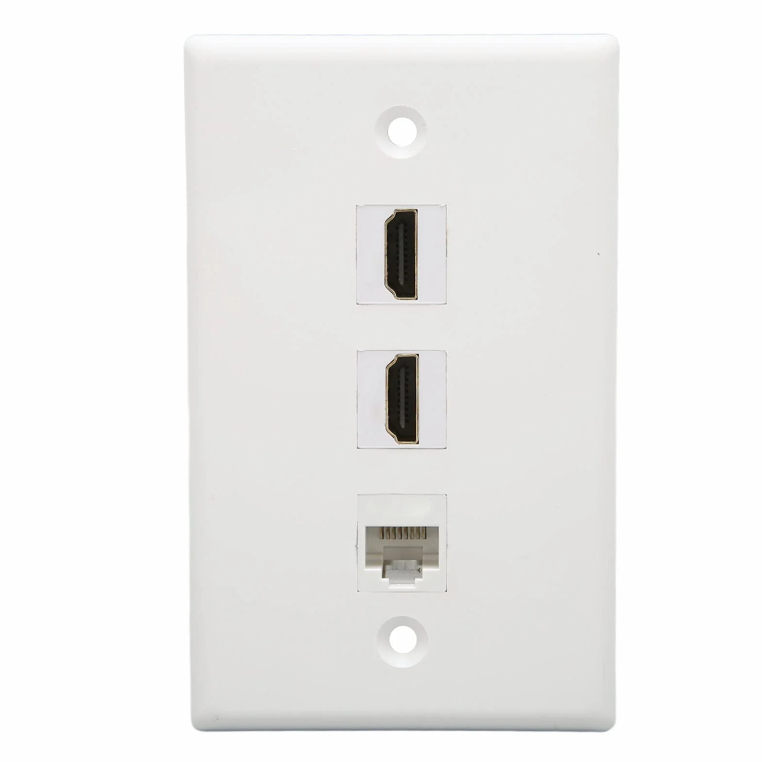 Płytka ścienna HDMI Ethernet, Gniazdo Keystone RJ45 Cat6 i 2 Gniazda Multimedialne 4K HD, Płytka ścienna Ethernet Bez Lutowania dla Projektora HDTV