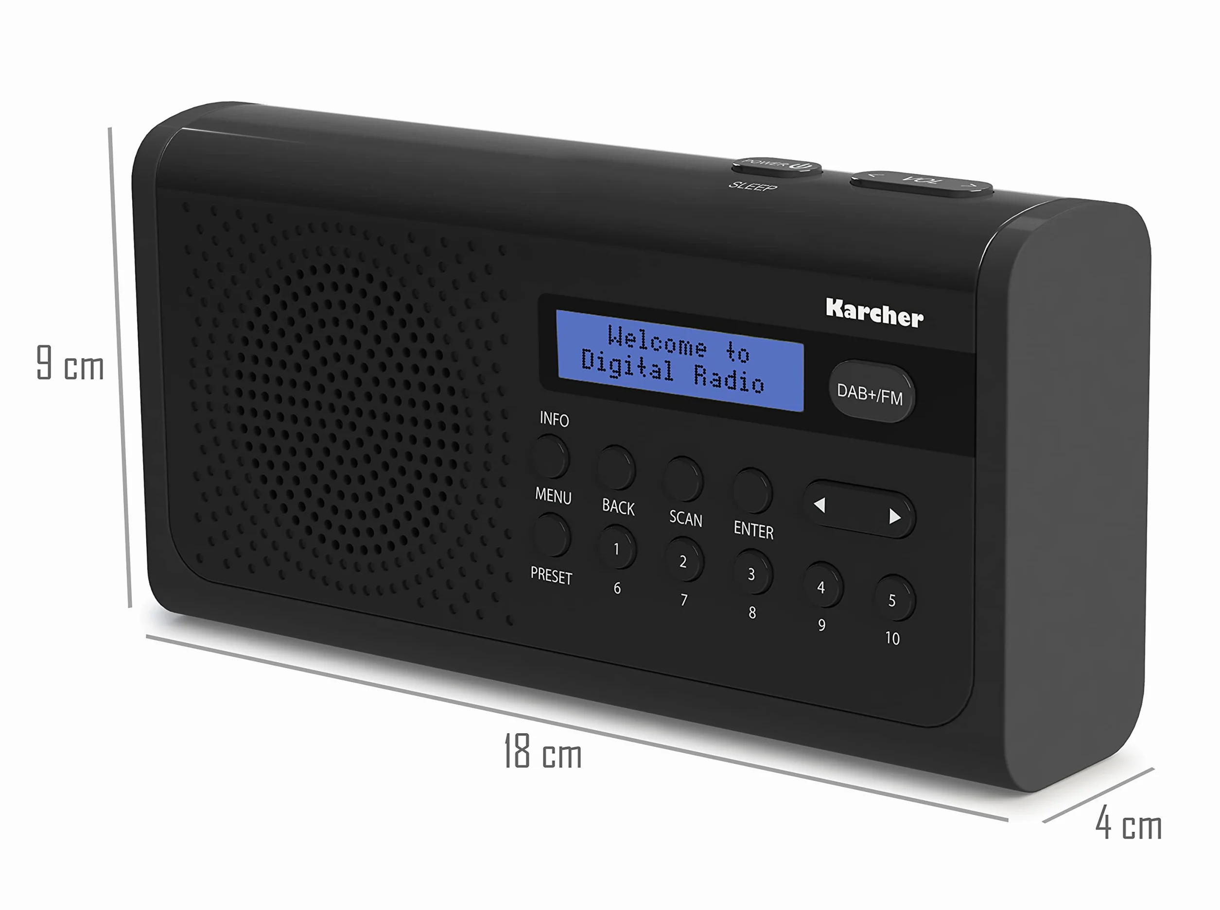 Karcher DAB 2405 przenośne radio DAB+ DAB+ UKW zasilanie sieciowe akumulatorowe głośnik wyświetlacz LCD