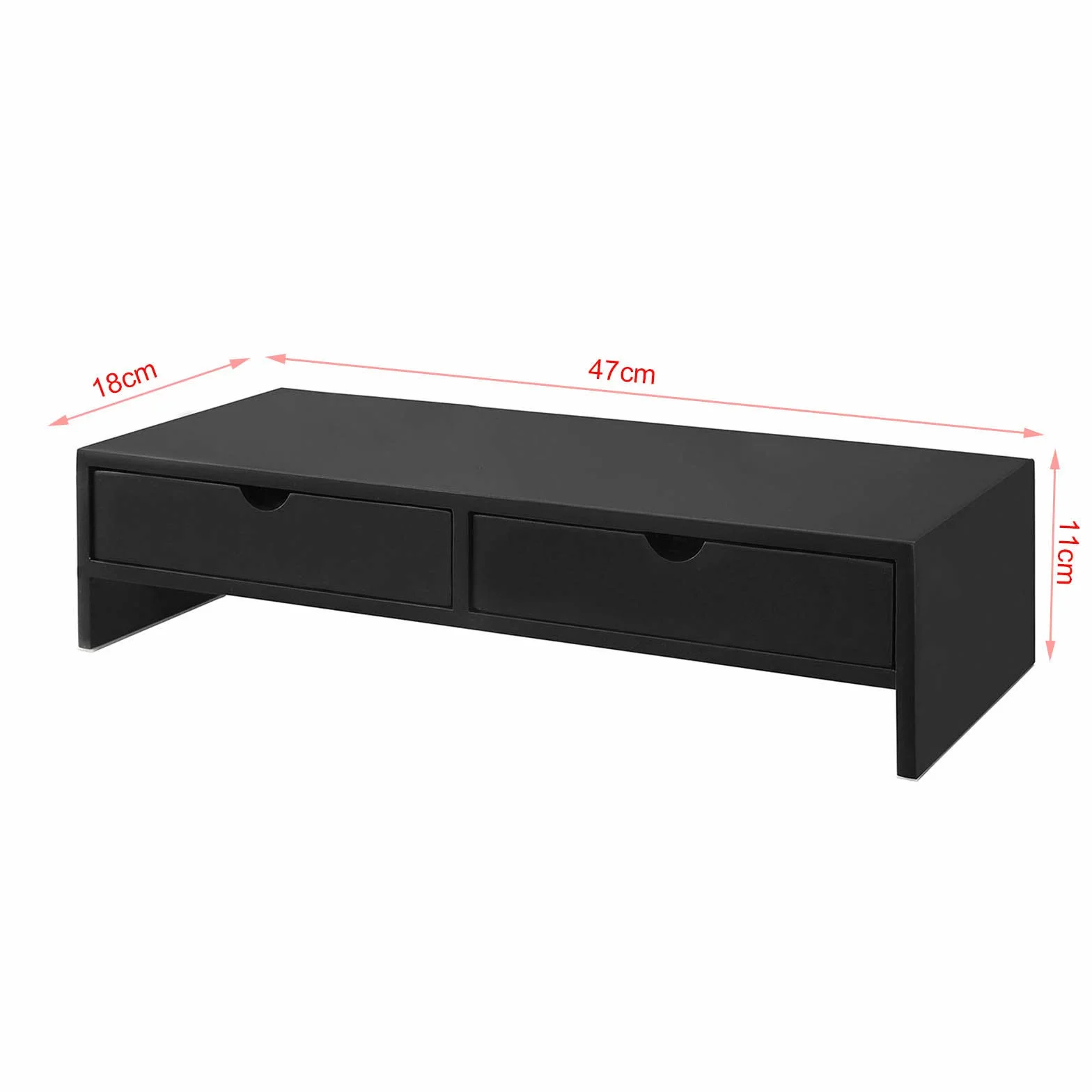 SoBuy Organizer na biurko z 2 szufladami, stojak na monitor, czarny, 47x11x18 cm BBF02-SCH