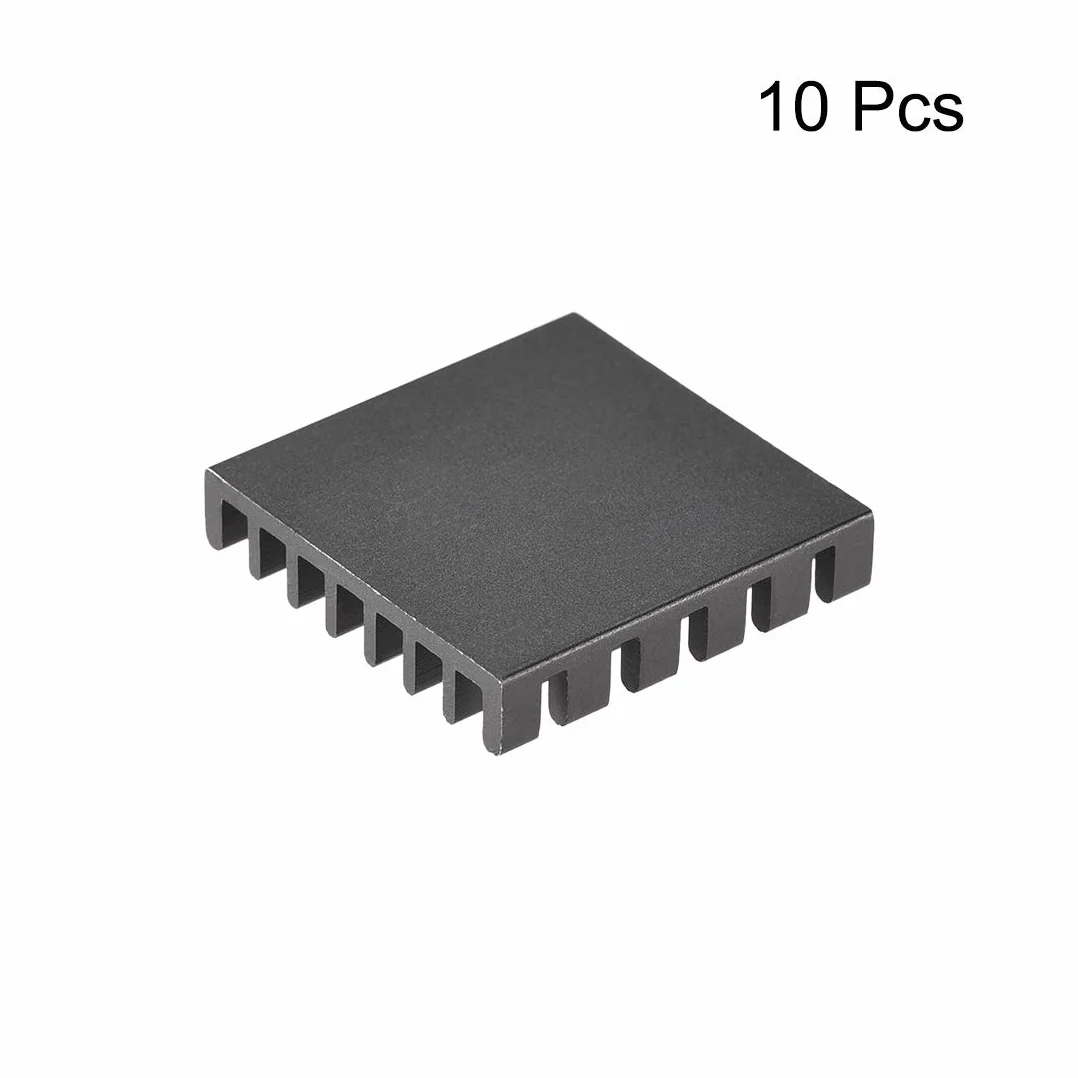 sourcing map 10 szt. Radiator w kształcie krzyżowym nacięcia do MOS GPU IC Chip 25x25x5 mm czarny