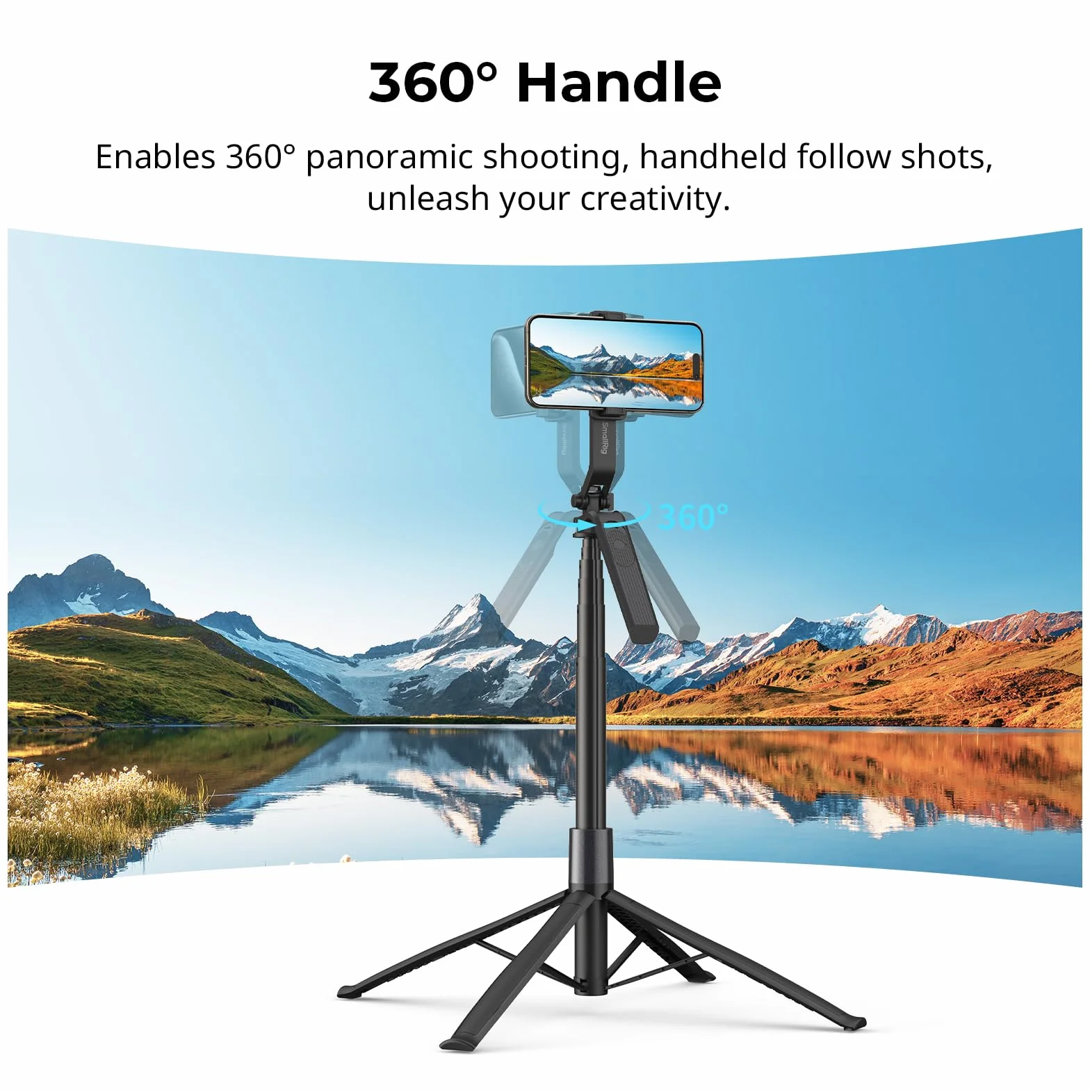 SMALLRIG 73" Phone Tripod Stand w Ground Nail, Selfie Stick Tripod with Remote, 4 Legs, 360° Handle, for Phone, Camera, Action Camera, for Recording, Overhead Shot, Streaming 4668