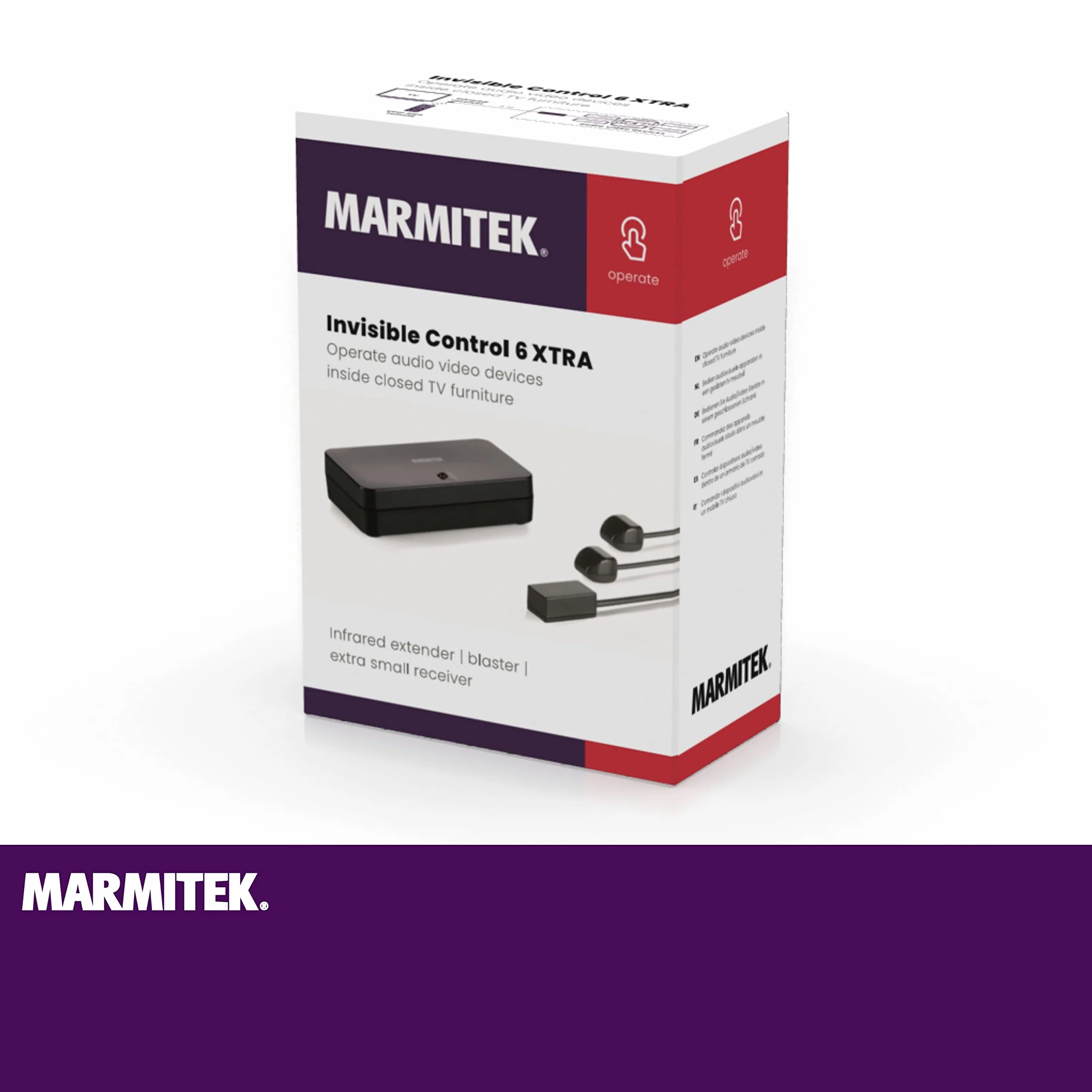 Przedłużacz podczerwieni Marmitek Invisible Control 6 XTRA - sterowanie w szafce - przedłużacz IR z 2 diodami blaster - mały odbiornik IR - do TV dekodera AV