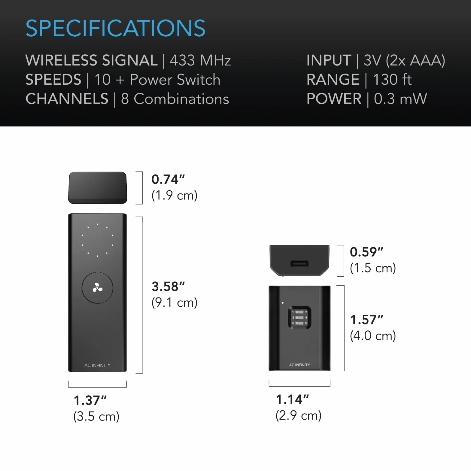 AC Infinity Kontroler 63 bezprzewodowy pilot zdalnego sterowania do wentylatora CLOUDLINE Airlift CLOUDWAY