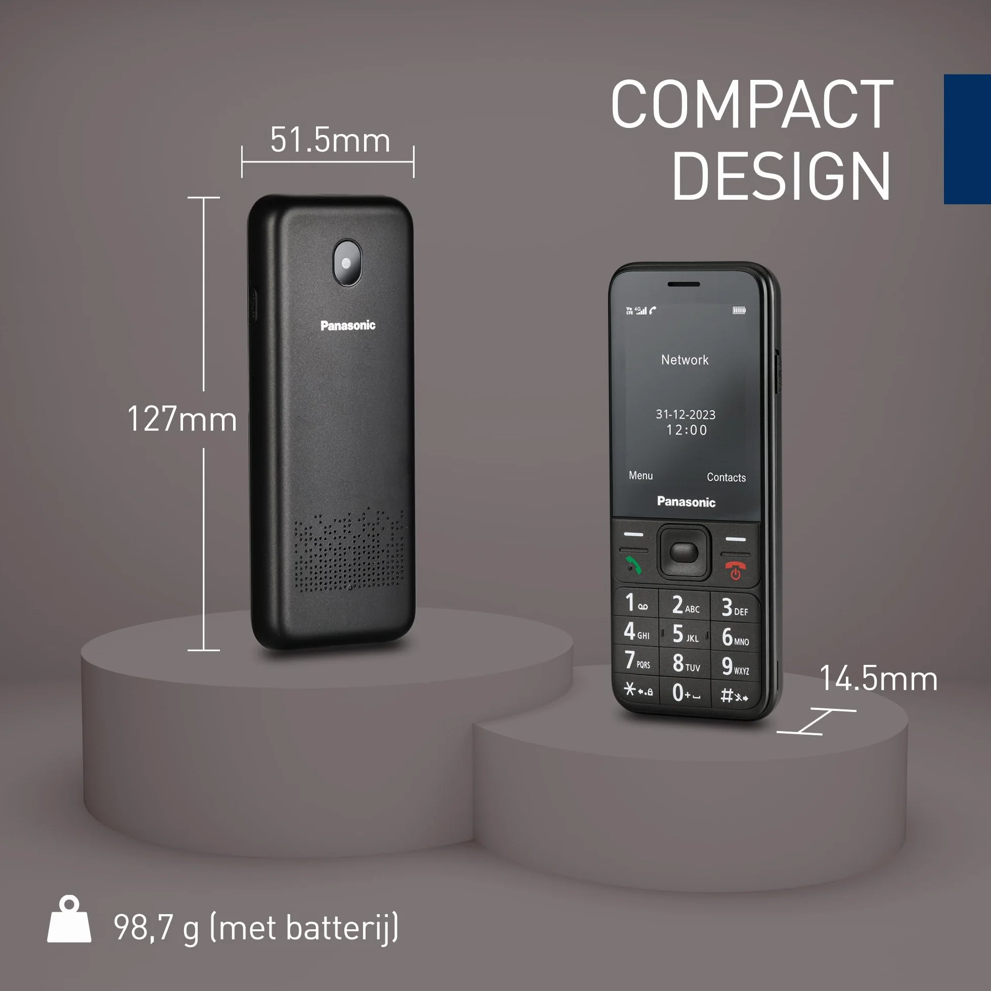 Panasonic KX-TF200 telefon dla seniora duży ekran 2,4" aparat 0,3 MP Bluetooth czarny