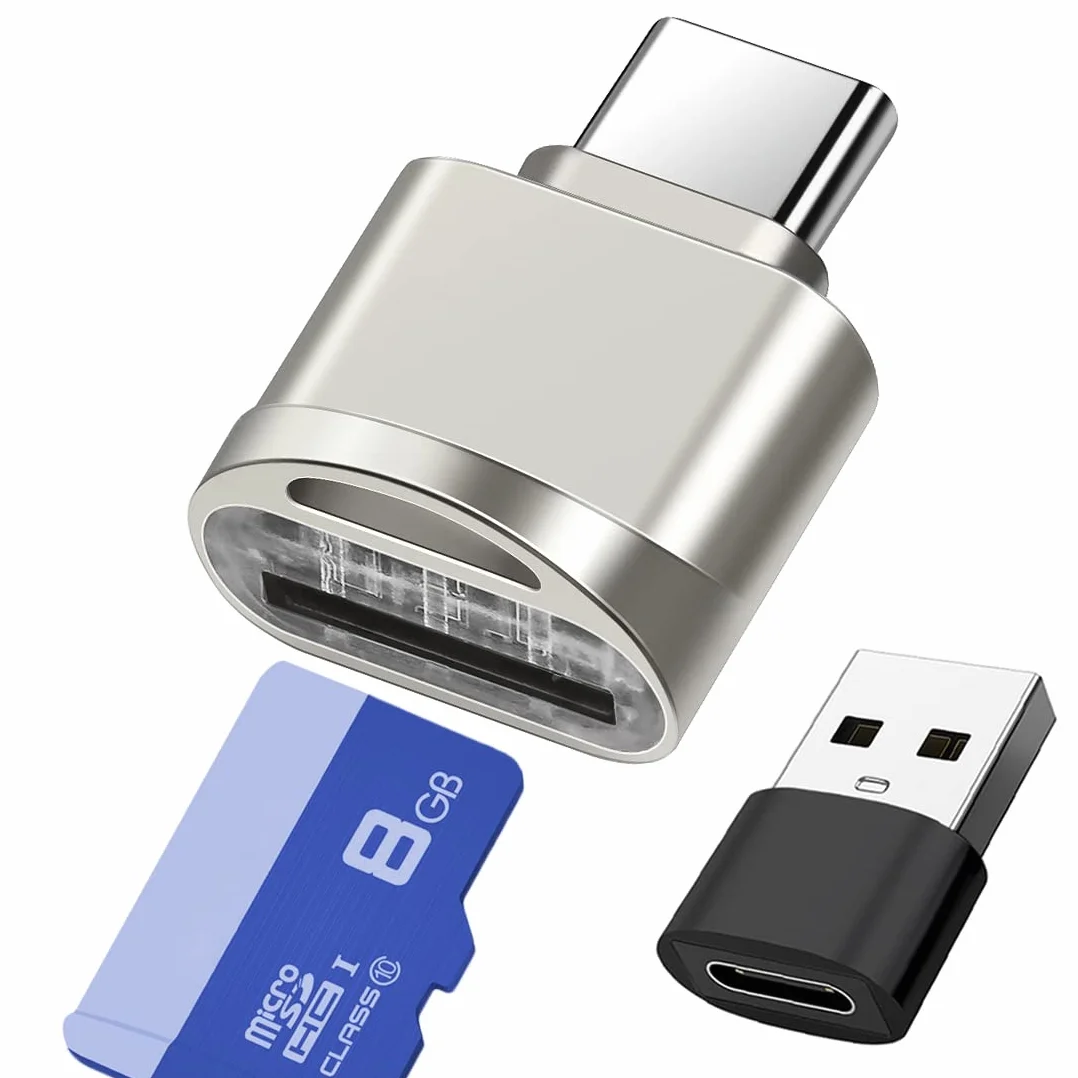Czytnik kart Micro SD, Czytnik kart USB C na SD, Mepsies Czytnik kart pamięci TF typu C z Adapterem USB C na USB, Kompatybilny z Laptopami, MacBook, iPhone 17/16/15, iPad, Samsung Galaxy i nie tylko