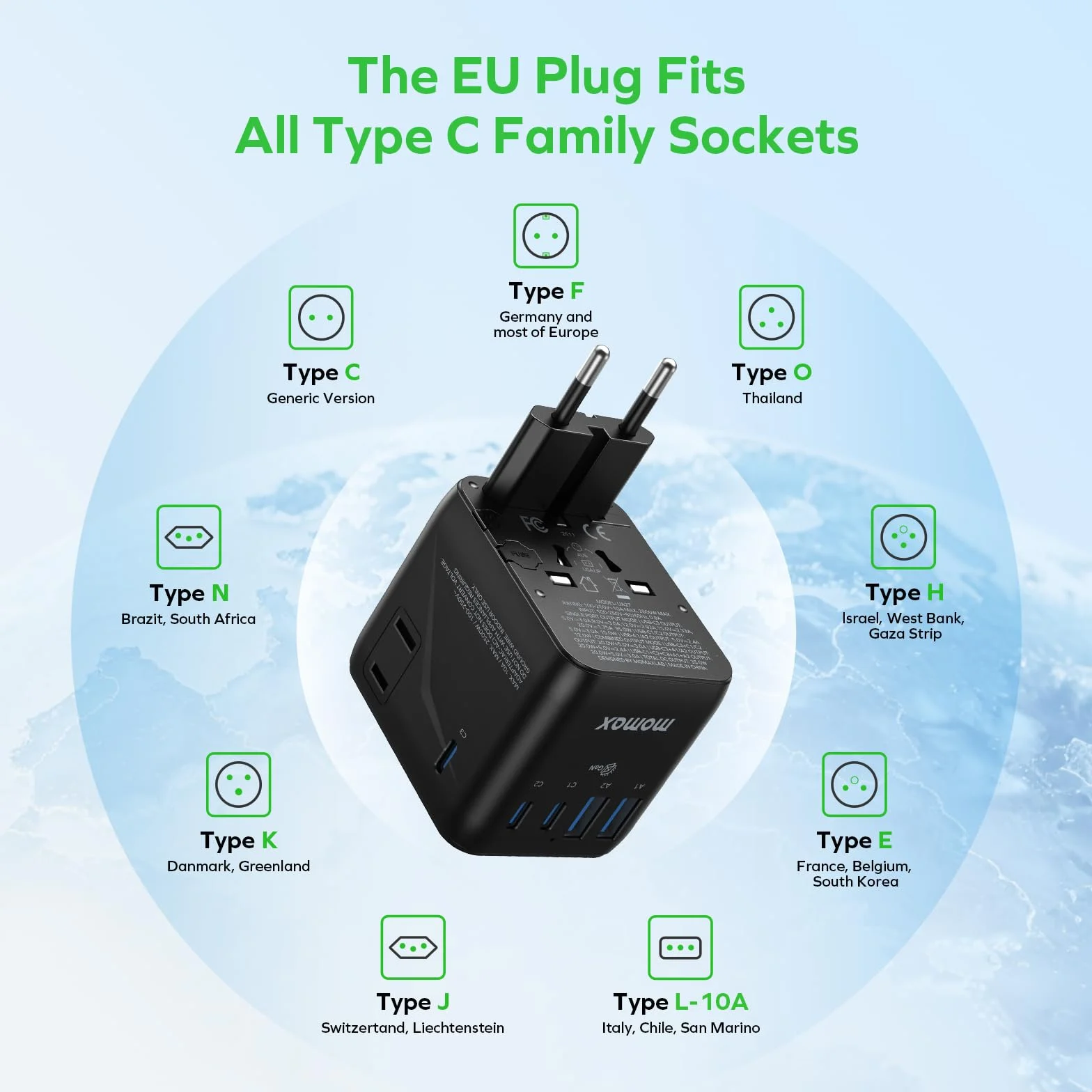 MOMAX Uniwersalny adapter podróżny z PD 35 W GaN European to UK