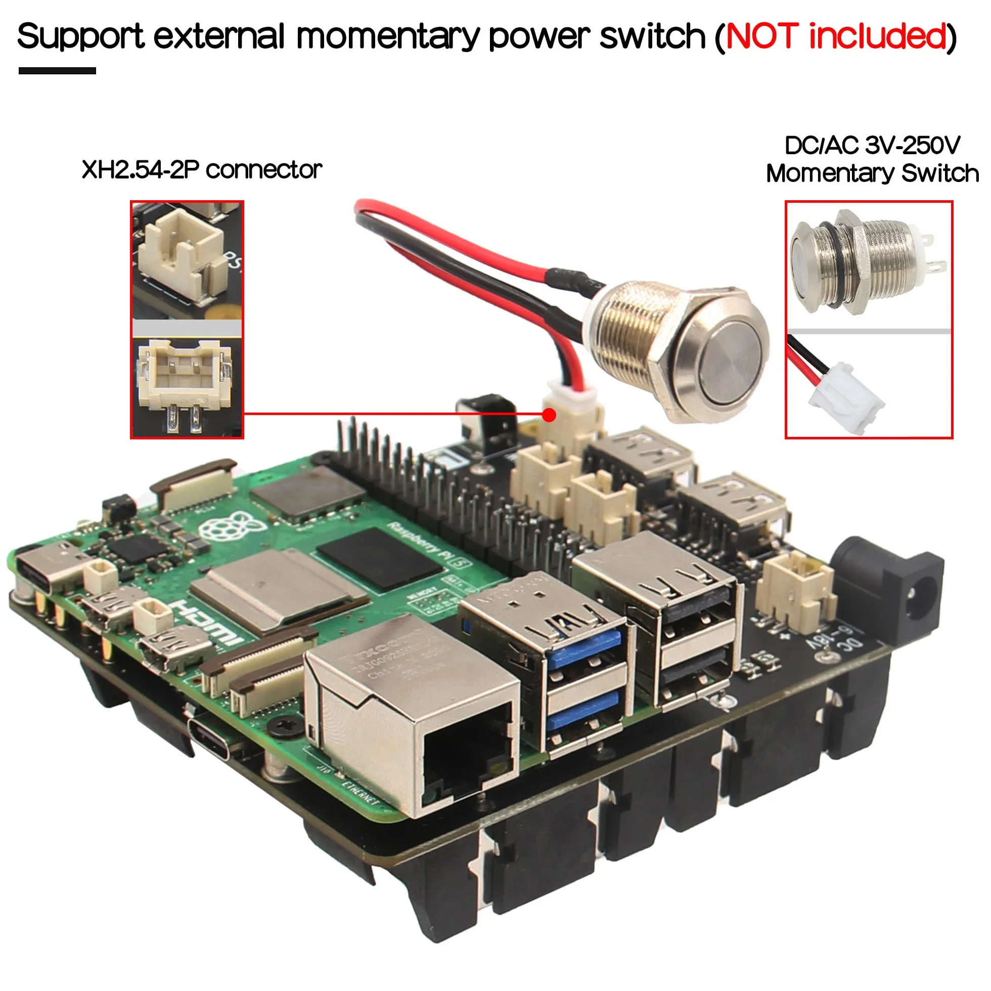 Geekworm Raspberry Pi 5 UPS (X1202), 4-Cell 18650 UPS (Max 5.1V 5A Output) with Wide 6-18V Input | Auto Power On | Safe Shutdown | Power Loss Detection