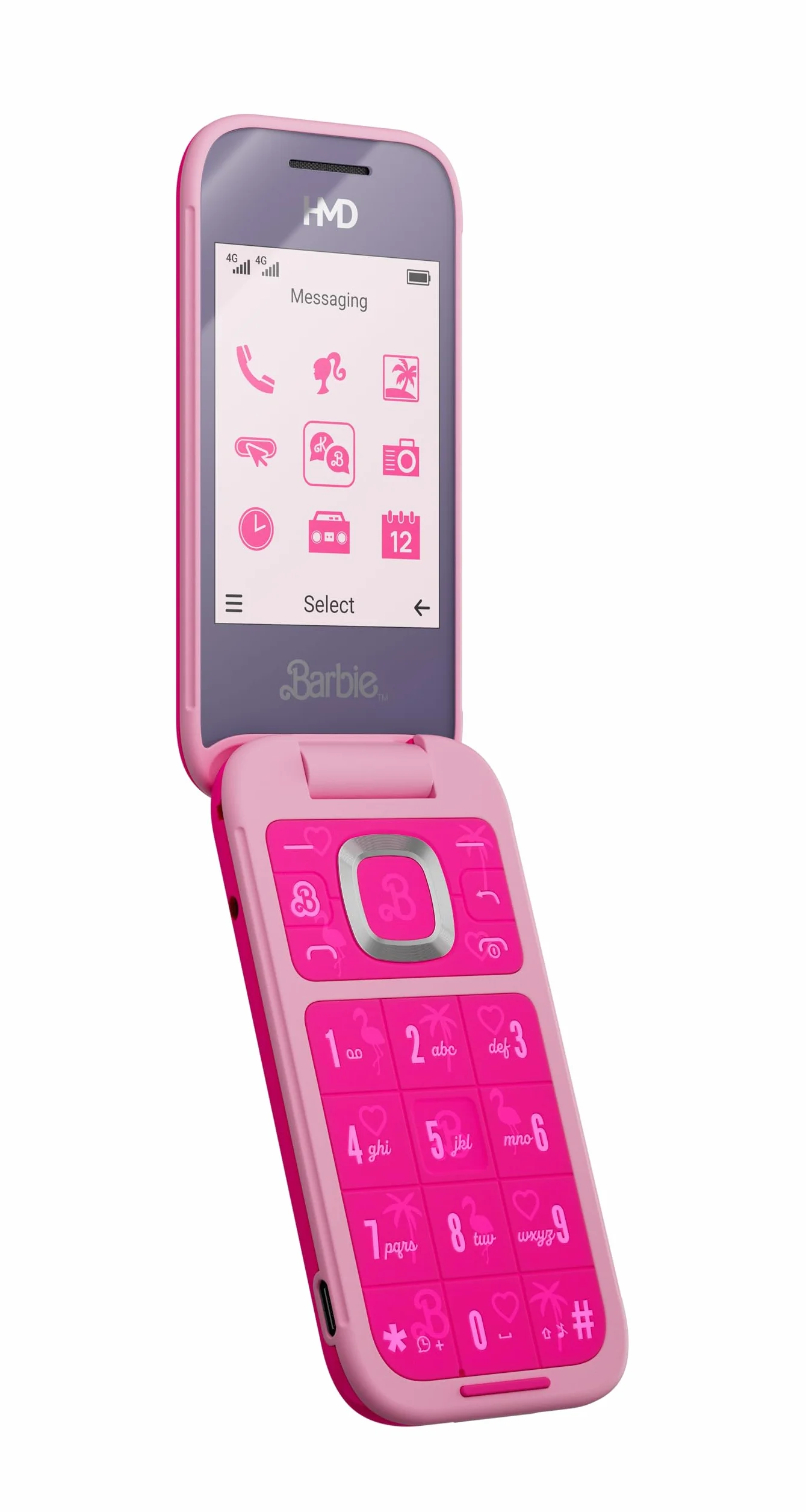 HMD Barbie Telefon z klapką kompatybilny z Barbie (ekran 2,8", aparat 0,3 MP, 64/128 MB, 1450 mAh, 4G) Power Pink