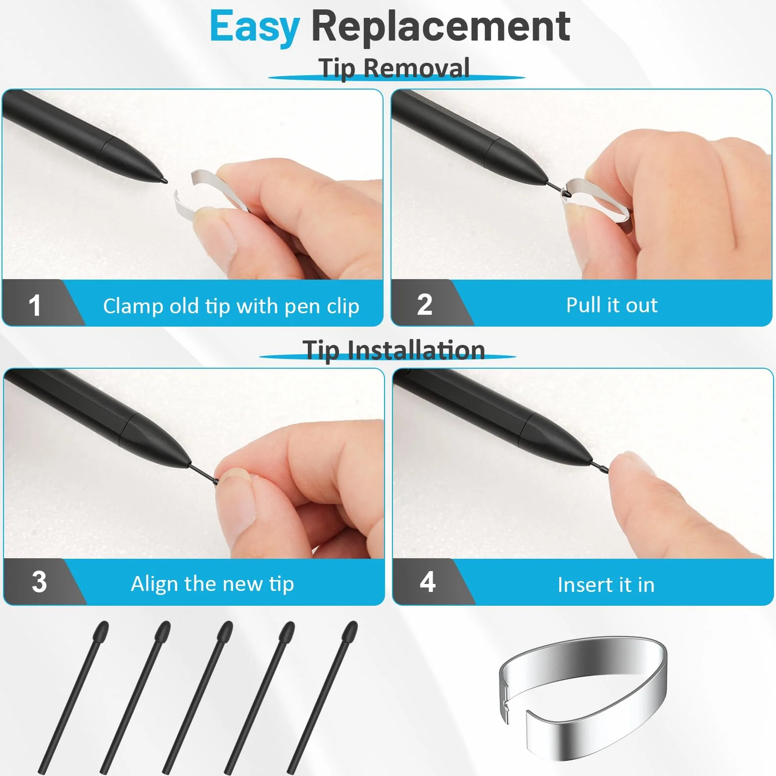 TiMOVO Magnetic EMR Stylus Compatible with Remarkable 2 Eraser 4096 Pressure Sensitivity Palm Rejection Tilt Black