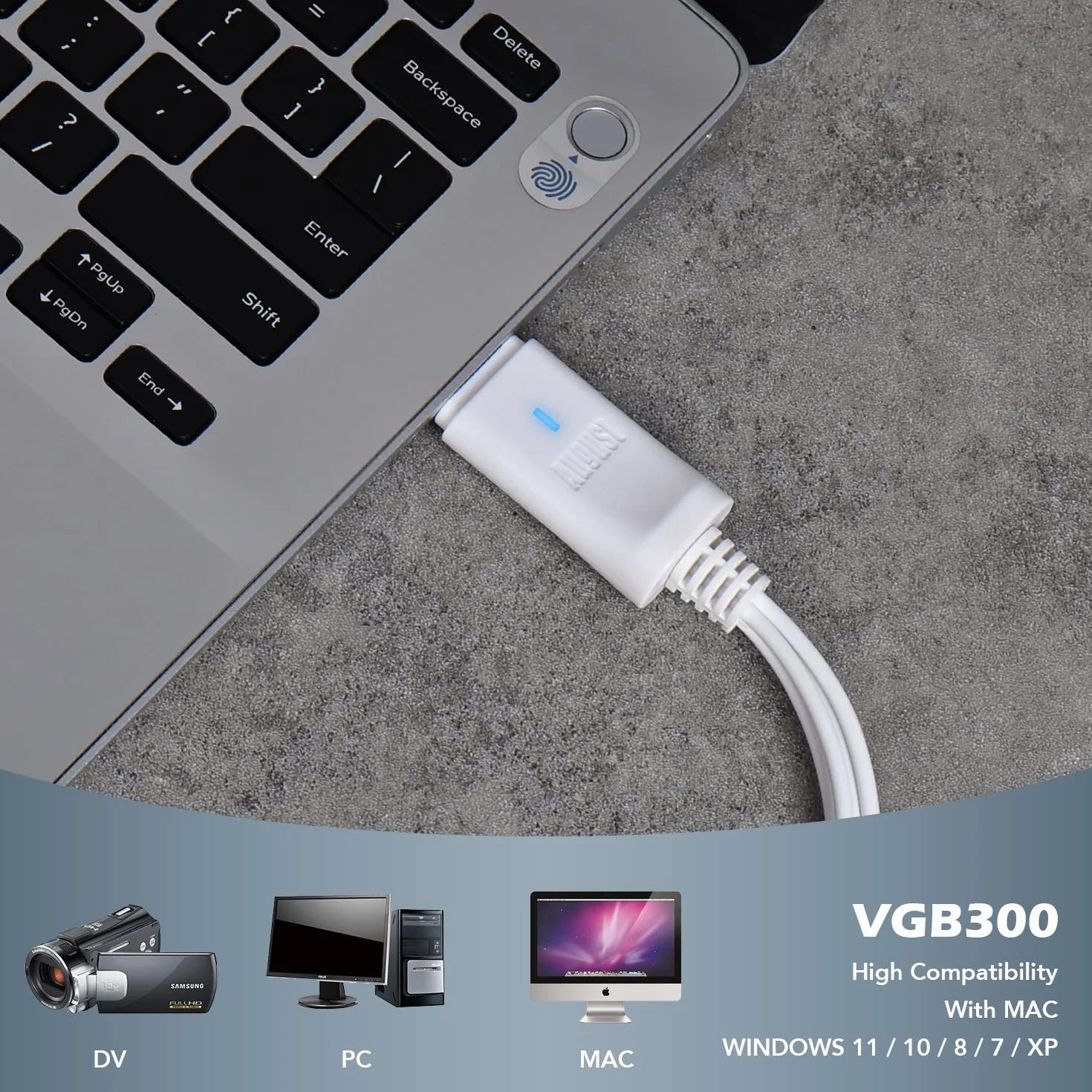 Karta przechwytywania wideo USB - August VGB300 - Przenieś taśmy VHS Hi8 8 mm na PC lub Mac Composite In lub S-Video do kamer i nagrywarek wideo VCR/Capture do gier Xbox 360 i PS3