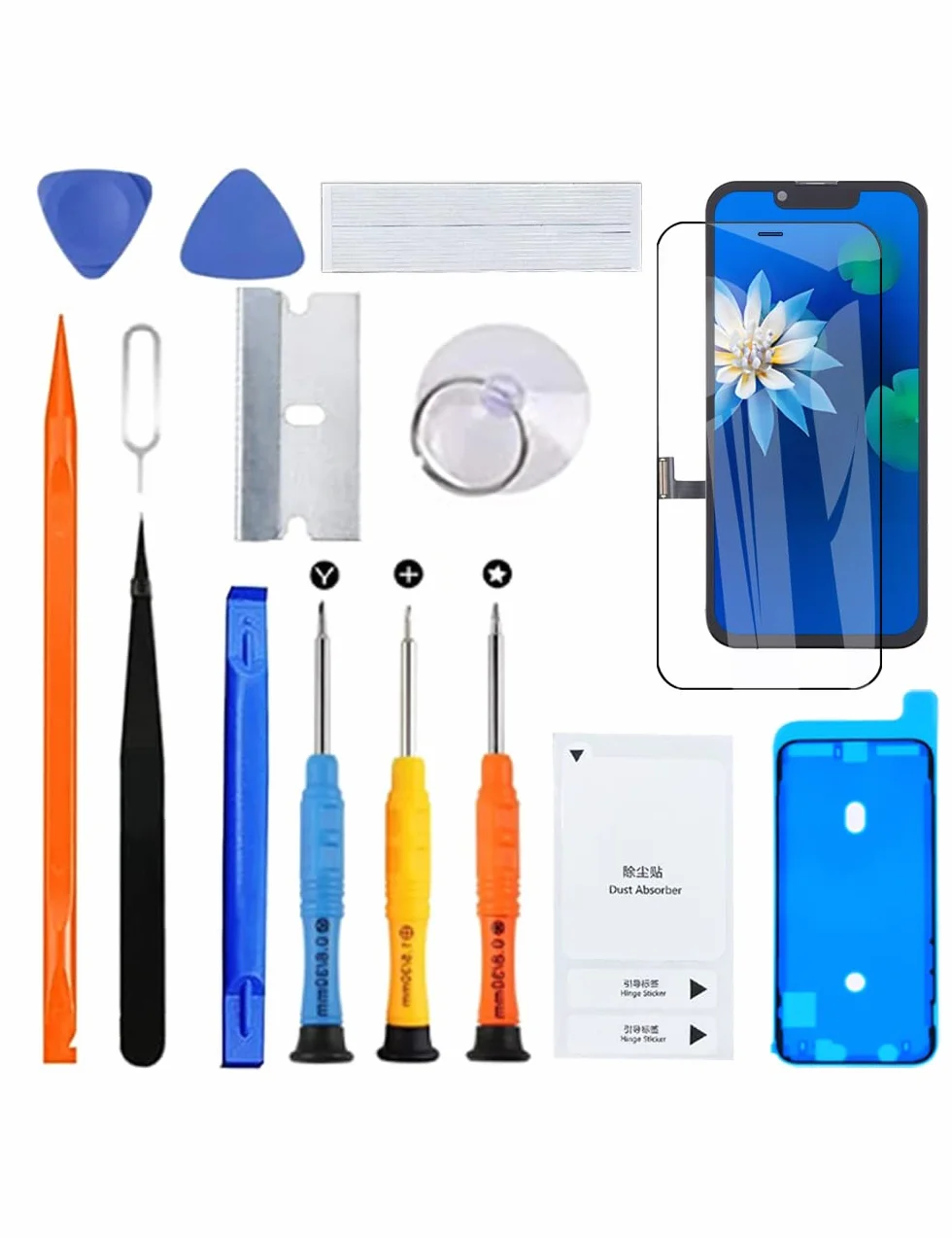 H&LYCYJ Wyświetlacz do iPhone 13 Mini A2628 A2481 A2626 ekran LCD zamiennik ekranu 3D Touch Full HD ekran dotykowy ID digitizer ramka montażowa, wodoodporna adhesive, zestawy naprawcze