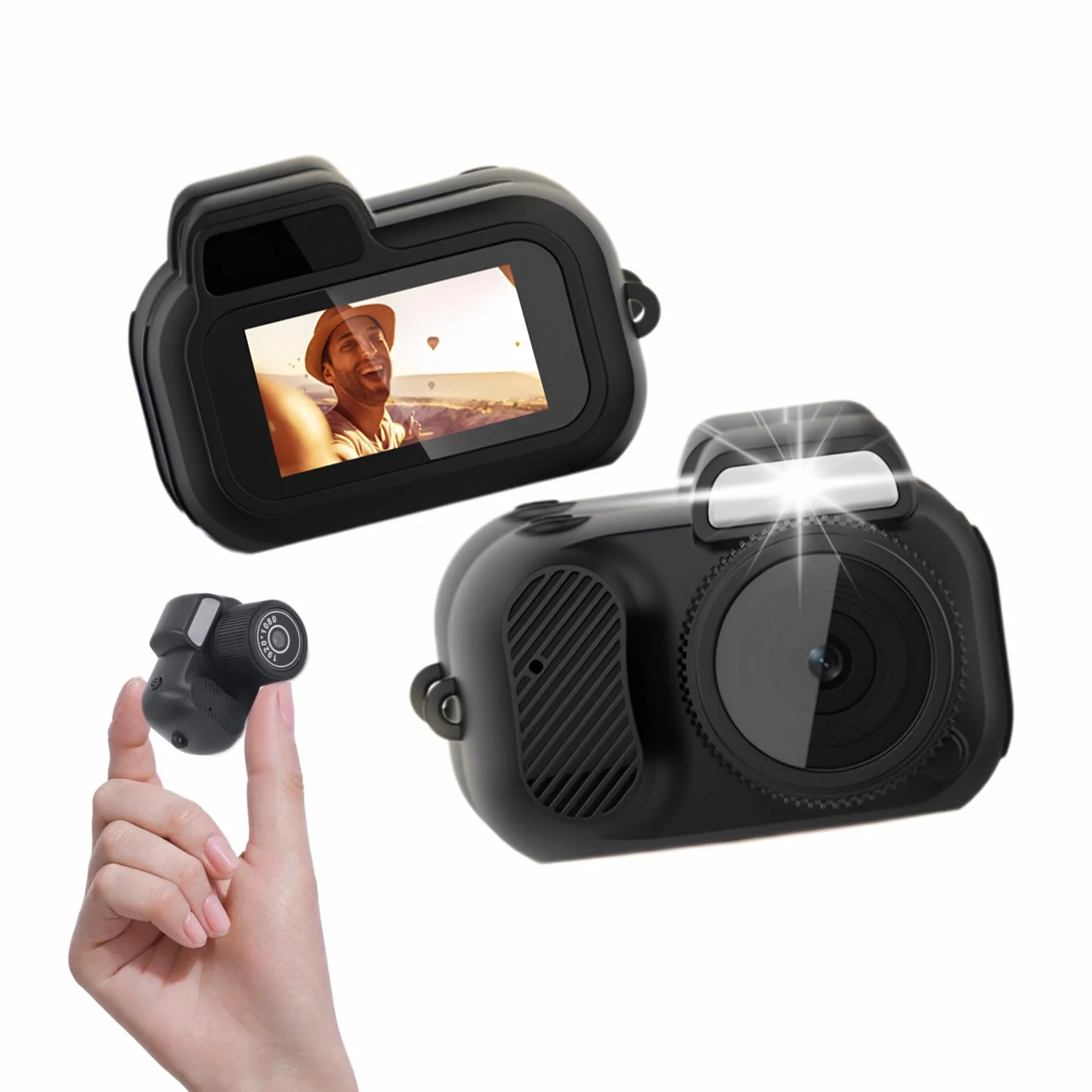 Mini Aparat Cyfrowy z Ekranem LCD Pełna rozdzielczość 1080P 2 MP 100 Minut Żywotność Baterii CMOS Mały Kompaktowy Przenośny Rejestrator Wideo z Paskiem na Nadgarstek