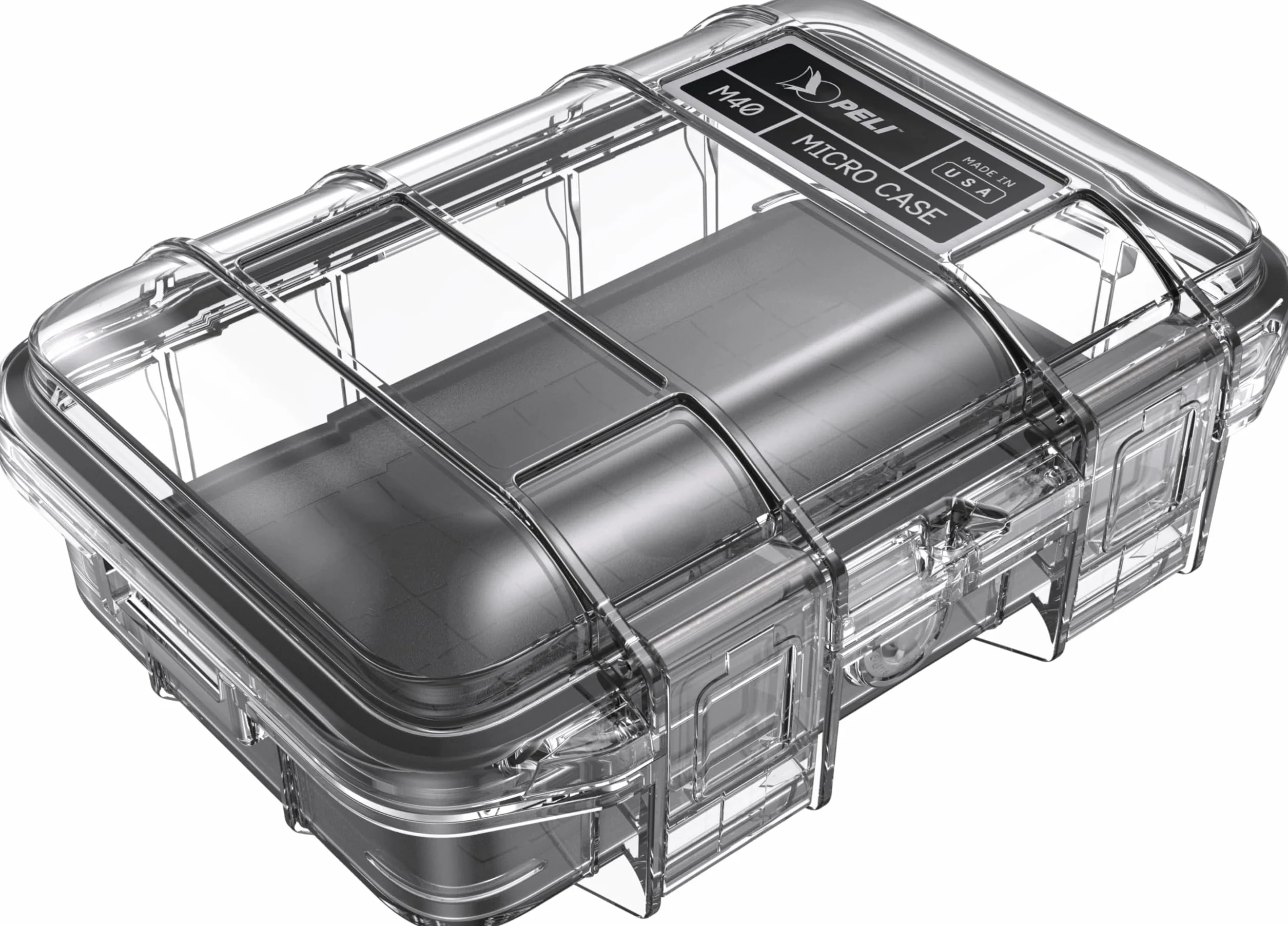 PELI M40 Micro Case - Mala Walizka Ochronna; Ochrony dla Cennego Sprzetu, i Narzedzia Kompaktowe; Wodoodporna, Pyloszczelna i Odporna na Zgniecenie; Pojemnosc 1L; CZARNY/PRZEZROCZYSTY