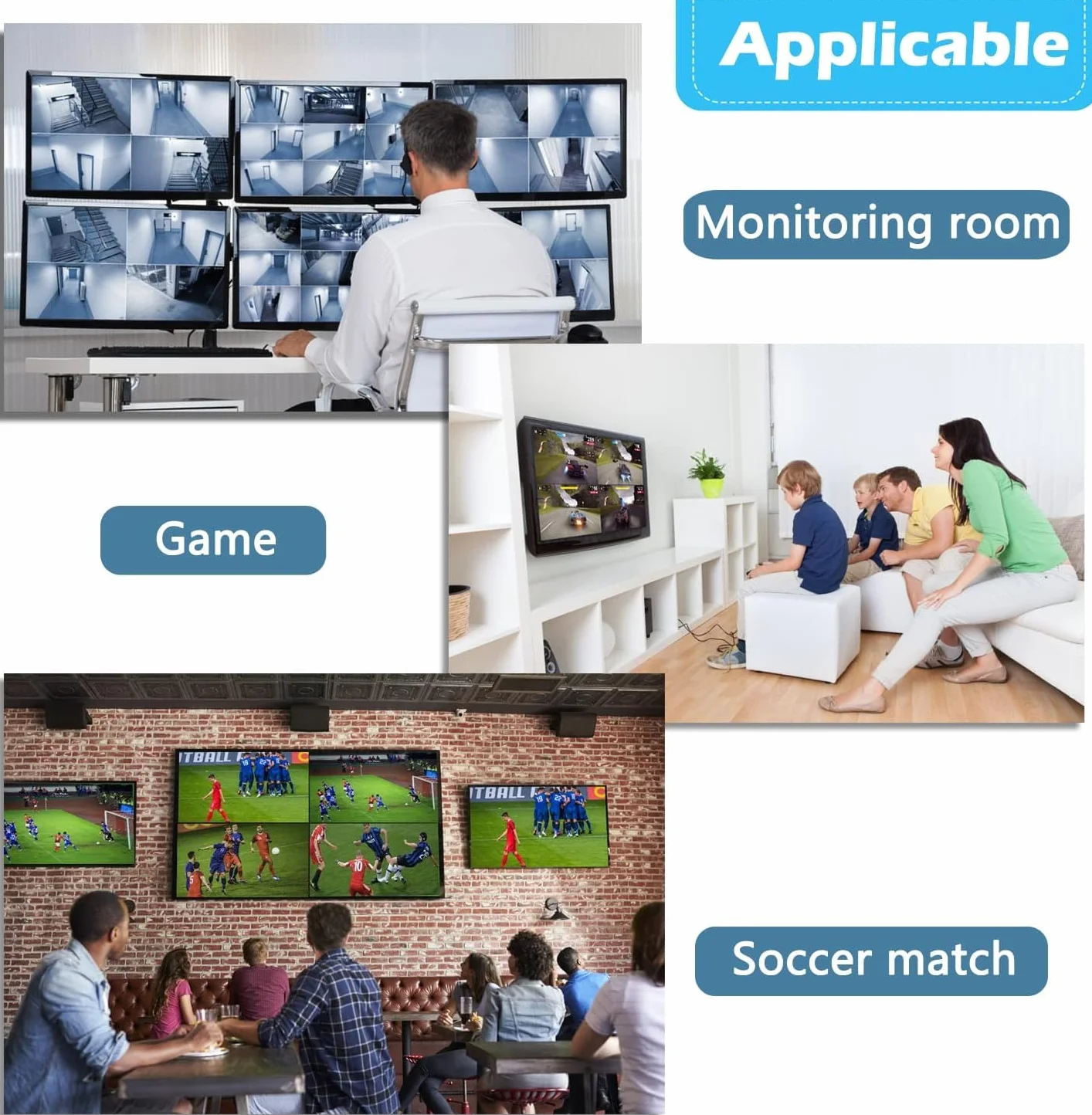 Przełącznik multiiewer HDMI 4x1 4K Bezszwowy przełącznik 4 w 1 Out z pilotem na podczerwień, obsługa 4K Full HD i 5 trybów wyświetlania do konsoli do gier Kamera