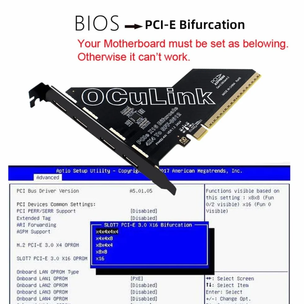 CY Adapter PCI-Express 4.0 PCIE 16x do czterech Oculink SFF-8612 SFF-8611 zewnętrzny adapter VROC Raid0 do karty graficznej U.2 SSD eGPU