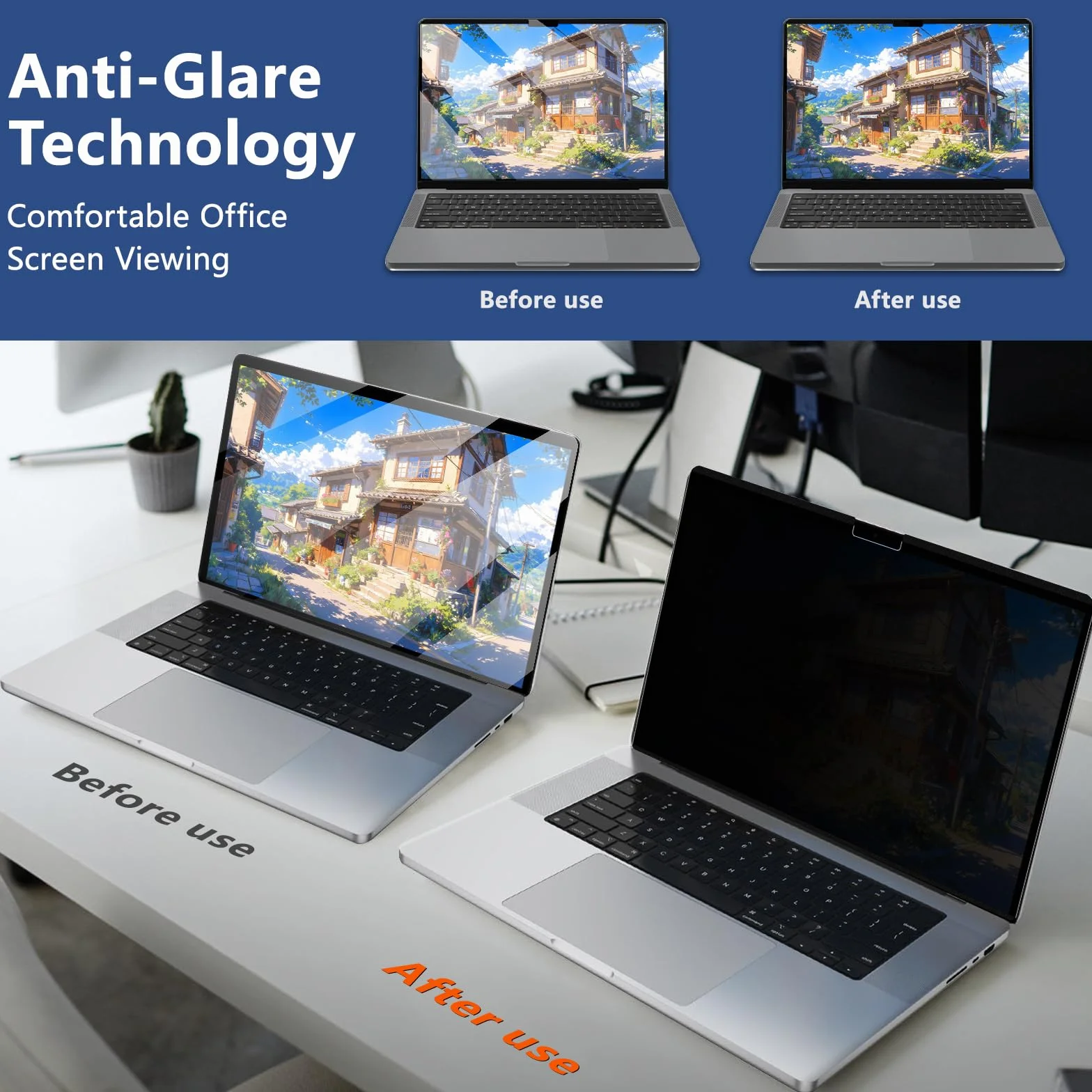 Magnetyczna osłona prywatności dla MacBook Air 13 cali/13.6 cala (2022-2026, M5 M4 M3 M2), Zdejmowana osłona prywatności na laptopa, filtr przeciwsłoneczny i przeciw niebieskiemu światłu