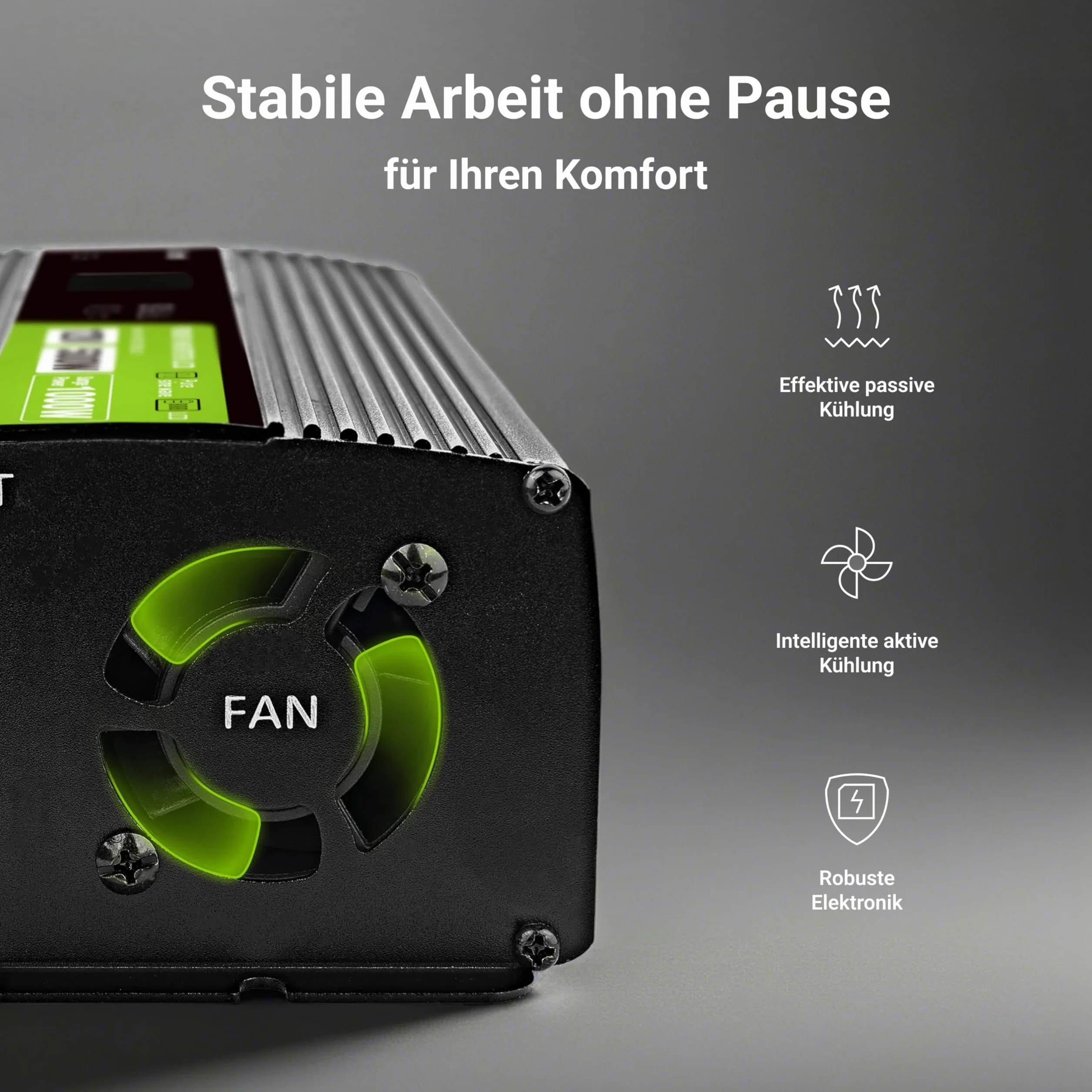 Green Cell Przetwornica napięcia LCD 500 W/1000 W 12 V do 230 V Czysty konwerter napięcia sinusoidalnego PowerInverter DC AC Karawana przetwornica napięcia sinusoidalnego
