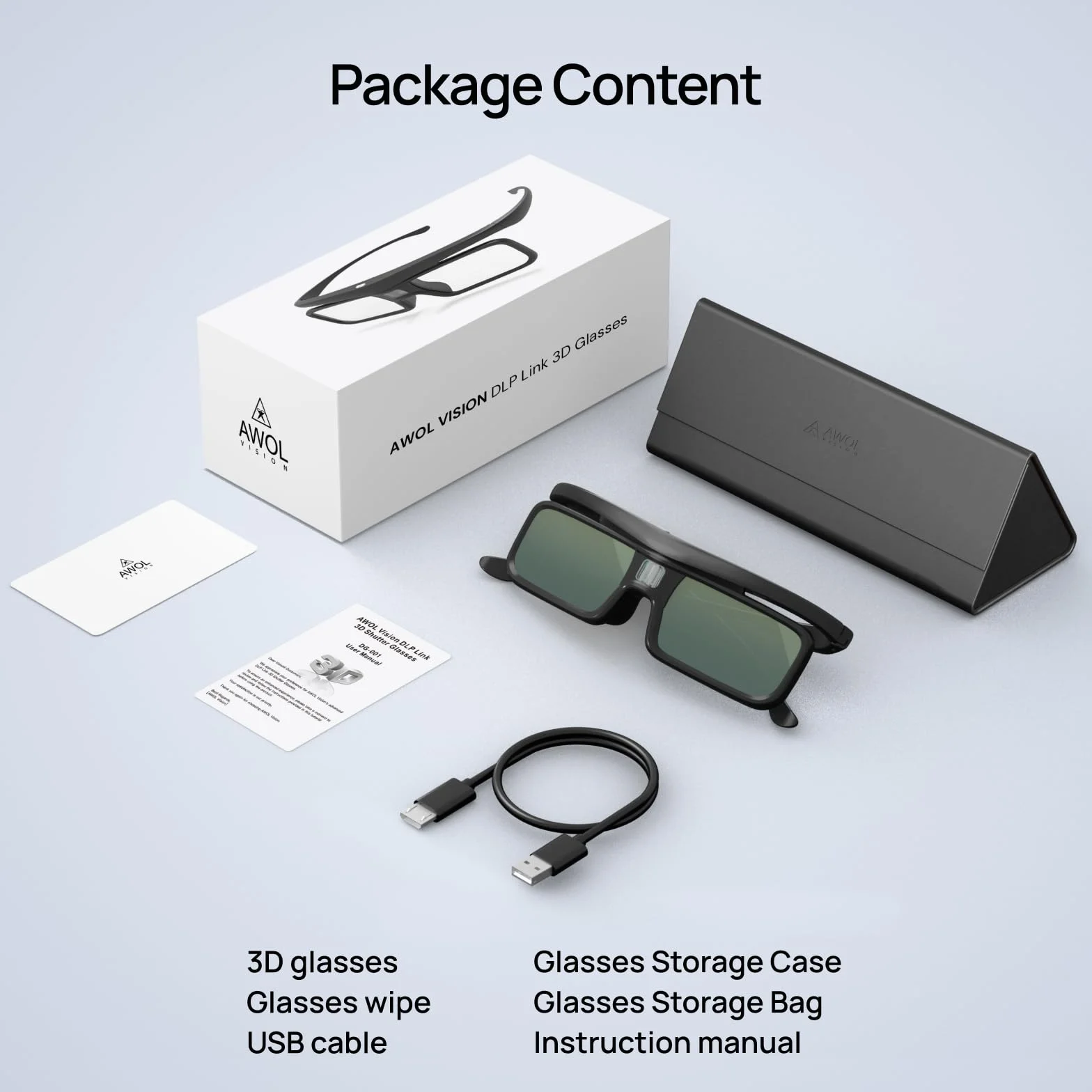 AWOL VISION DLP Link Okulary 3D Aktywna Migawka Kompatybilne z LTV-2500 LTV-3500 Vanish TV 1 Pakiet