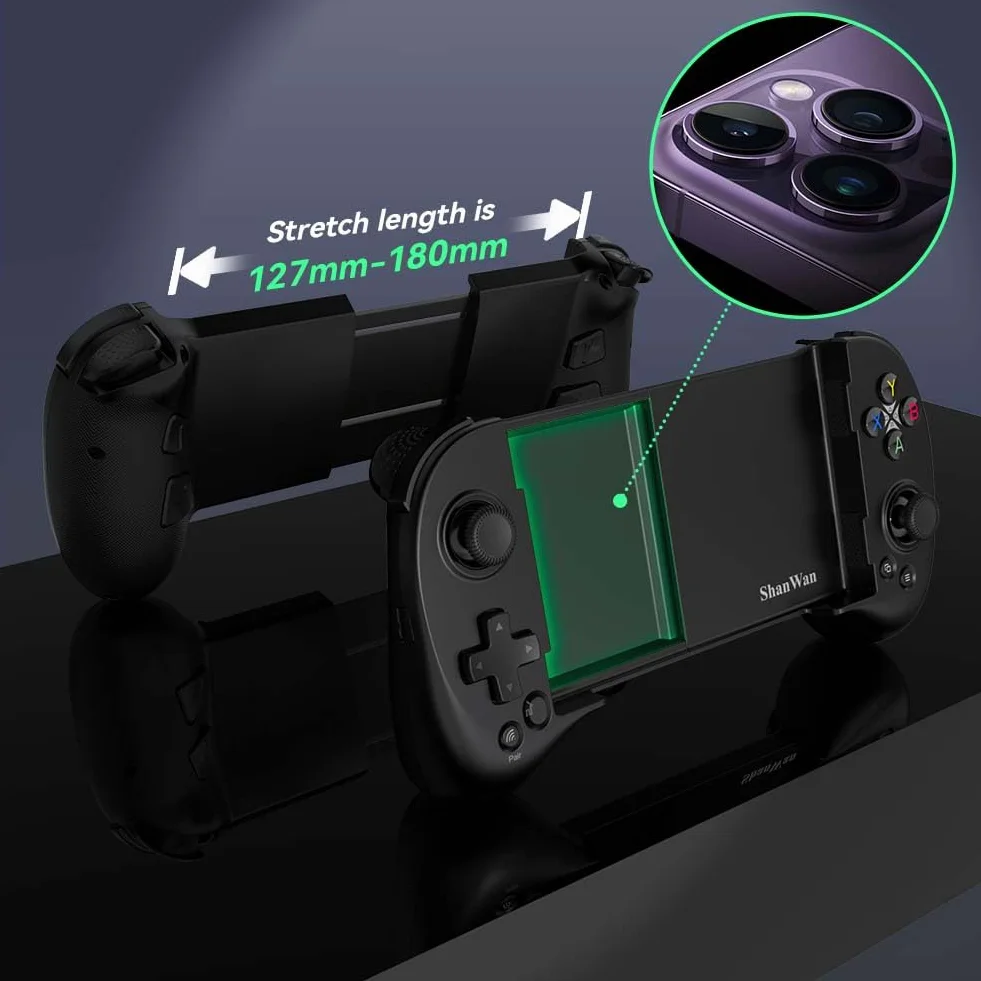 ShanWan Kontroler do smartfona Android iOS regulowaną wysokością joysticka Xbox Cloud Steam Link GeForce NOW MFi Arcade Game