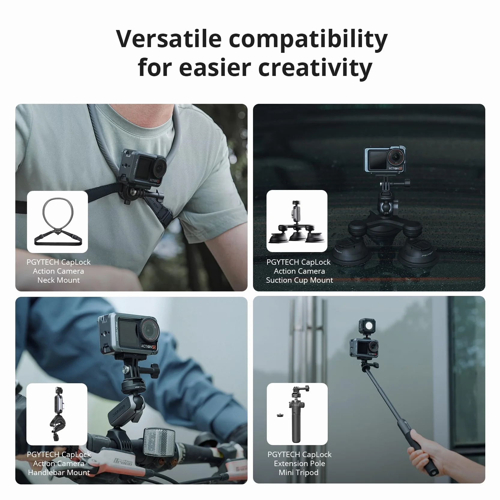 PGYTECH Klatka Aparatu do DJI Osmo Action 6 Obudowa ze Stopu Aluminium 1/4" Zimna Stopka Magnetyczne Szybkie Zwolnienie