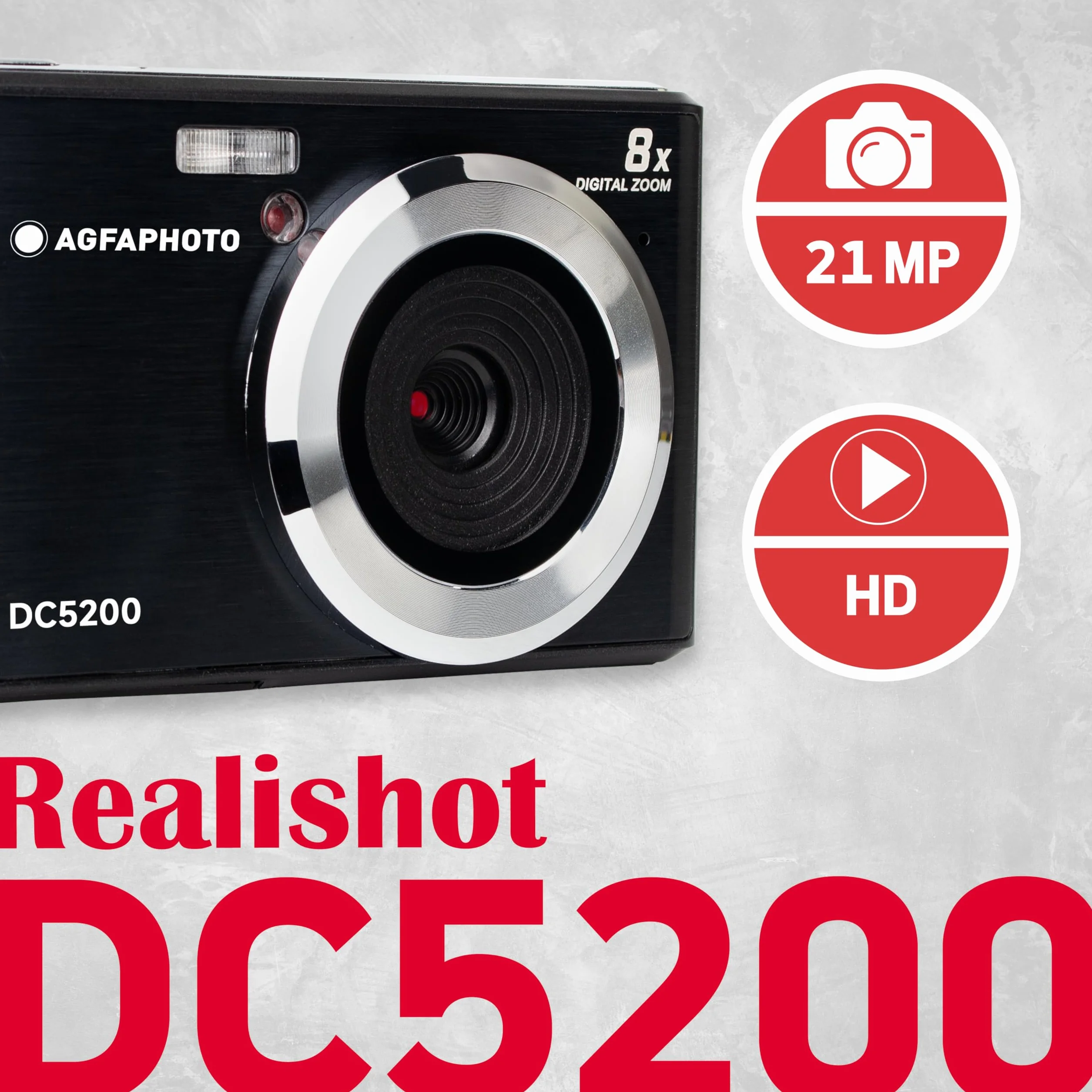 AGFA Photo – kompaktowy aparat cyfrowy z 21-megapikselowym czujnikiem CMOS, 8 x zoom cyfrowy i wyświetlaczem LCD, kolor czarny