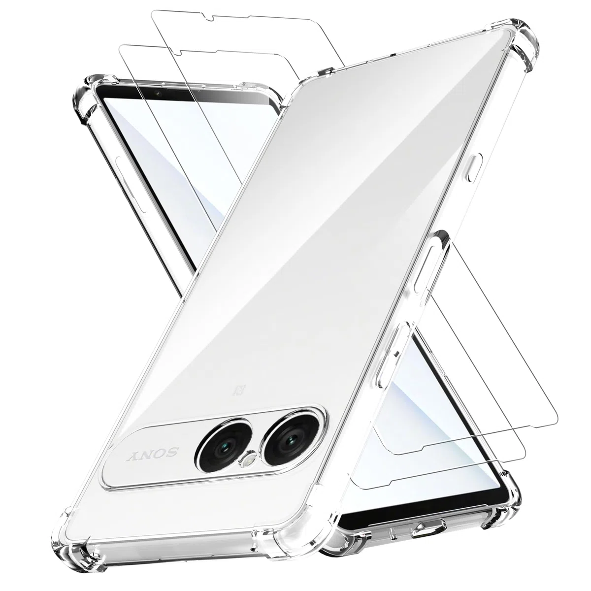 Anoowkoa Etui do Sony Xperia 10 VII z 2 szt. ochraniaczy ekranu, TPU i PC hybrydowe akrylowe smukłe etui na telefon, nigdy nie żółkłe ultra przezroczyste kryształowe ochronne twarde etui na tył
