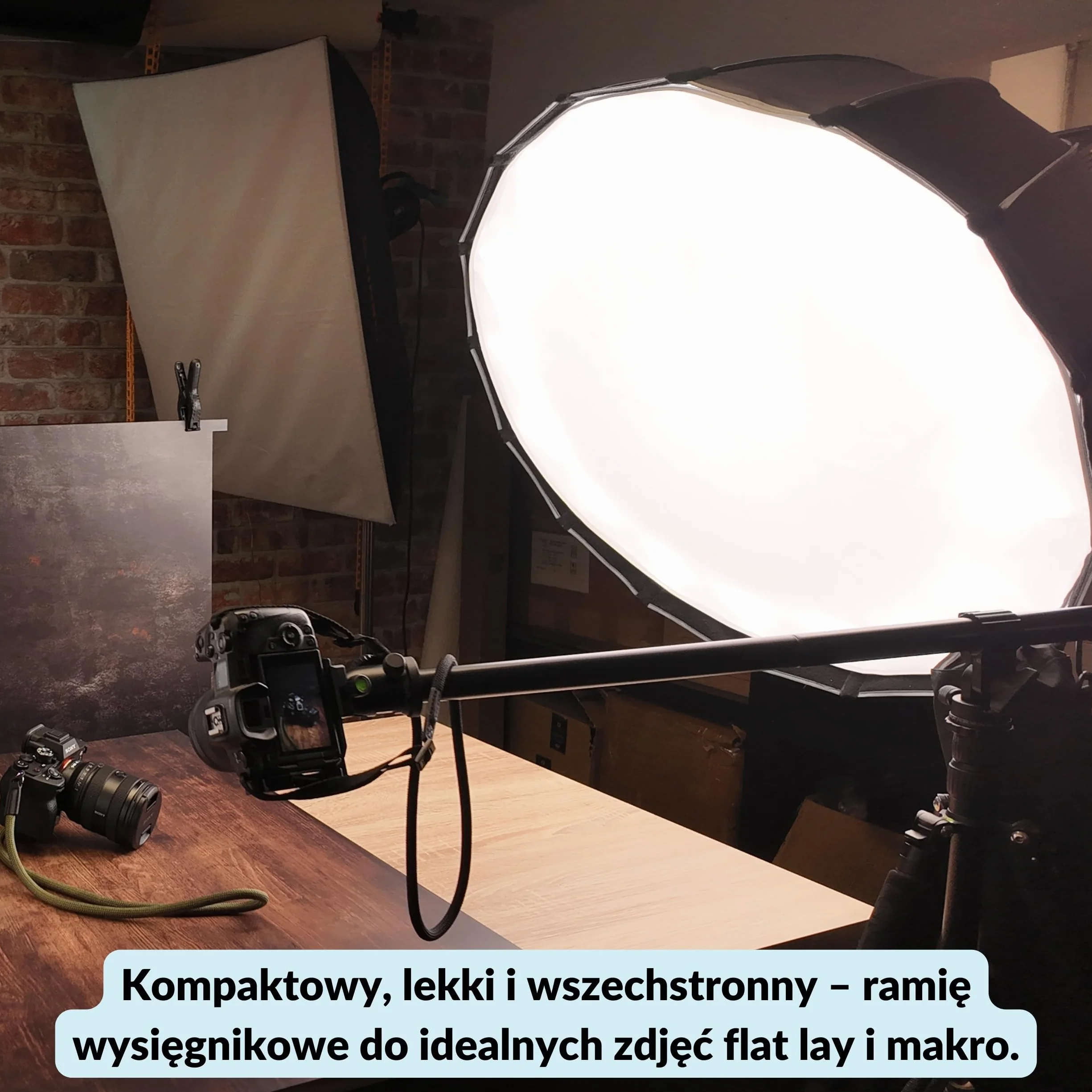Lens-Aid statyw do stojaka na stół i makro – rozkładane ramię kamery 58 cm z hakiem przeciwwagi i przyłączem 3/8 – do fotografii płaskiej i nad głową