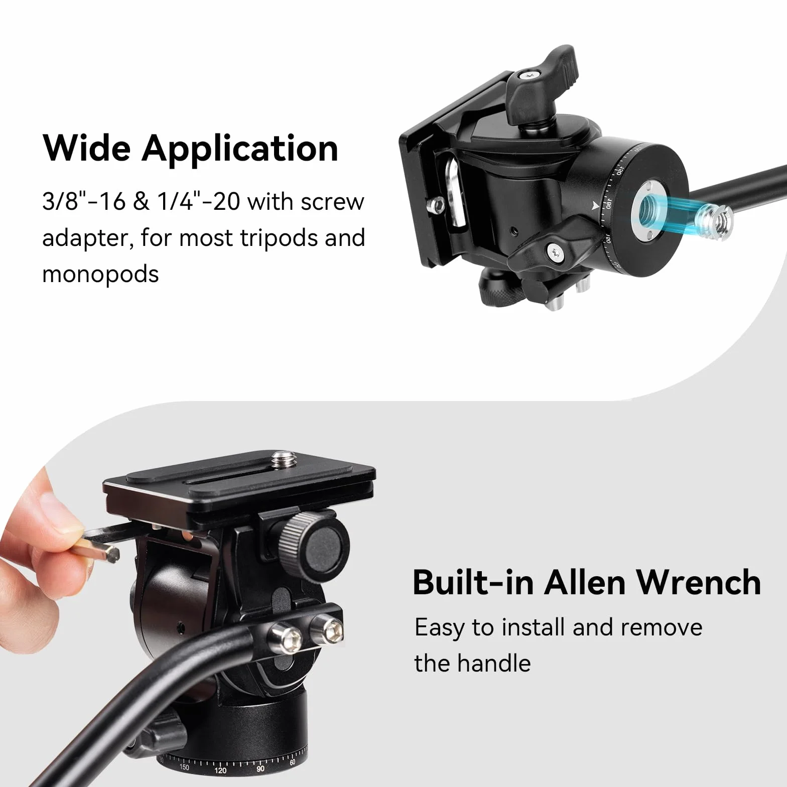SmallRig Głowica płynna statywu Głowica Pan Tilt CH10 z płytą szybkiego zwalniania, mała głowica płynowa odpowiednia do kompaktowych kamer wideo i lustrzanek cyfrowych, nośność 3 kg - 3259