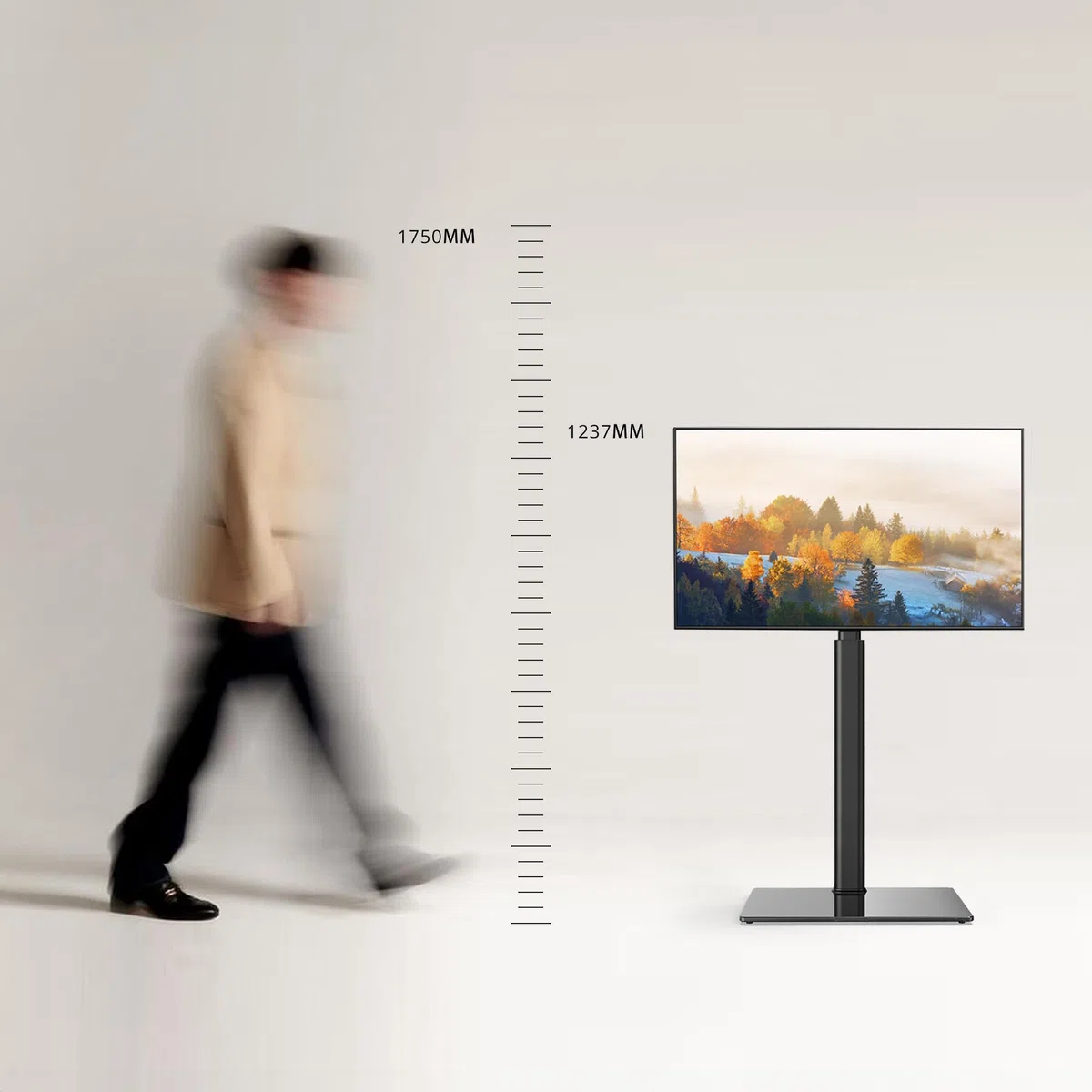 FITUEYES Stojak pod telewizor, regulacja wysokości, obrotowy, do telewizorów płaskich i zakrzywionych o przekątnej od 32 do 60 cali, maks. do 30 kg, VESA 600 x 400, czarny