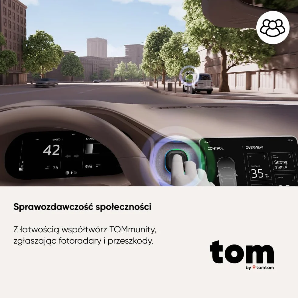 TomTom Antyradar do Samochodu – Wykrywa Fotoradary Stałe i Mobilne, Korki | Bez Abonamentu | CarPlay & Android Auto | Wyprodukowane w Europie | Tom by TT