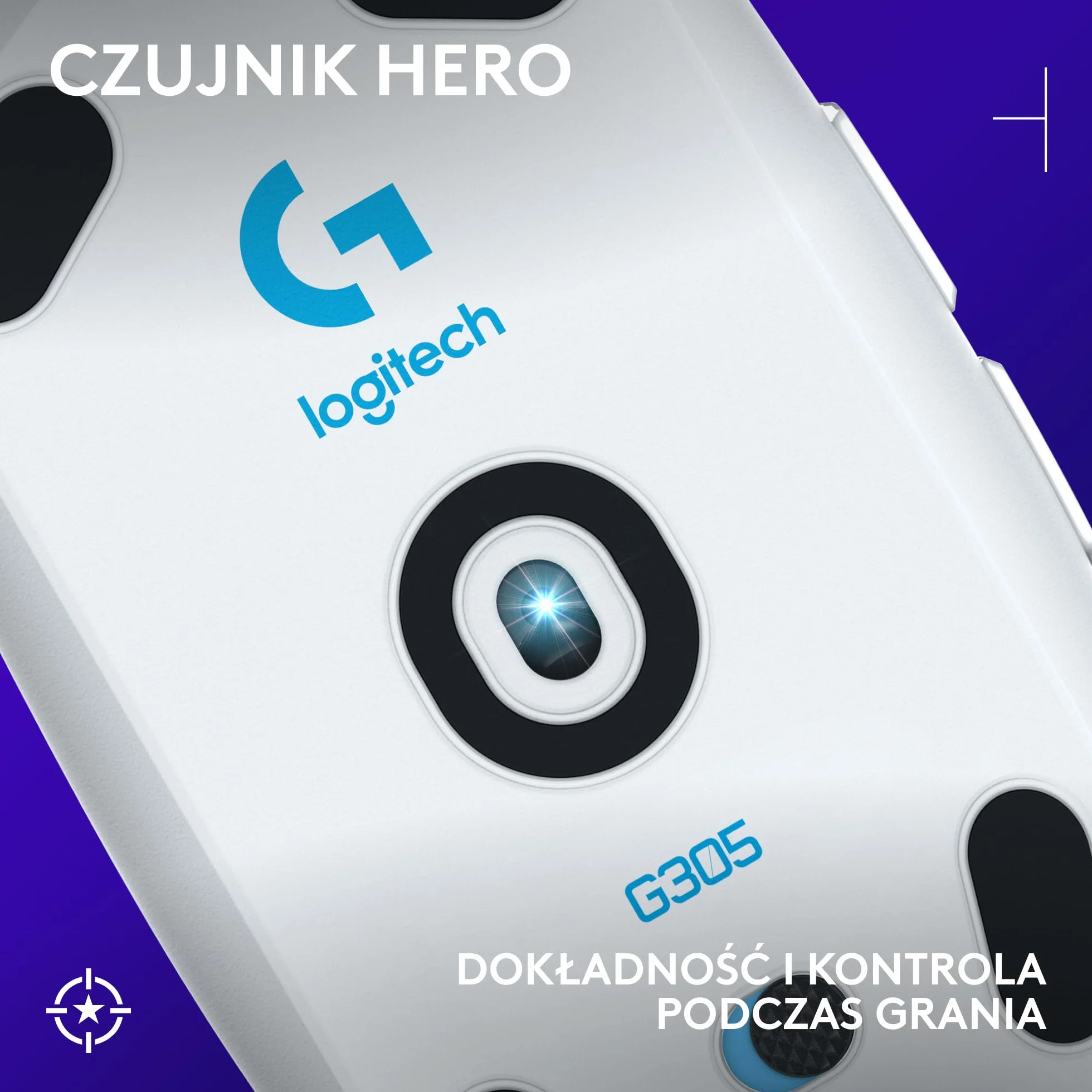 Logitech G G305 LIGHTSPEED, bezprzewodowa mysz do gier, czujnik HERO 12K, 12 000 DPI, lekka, 6 programowalnych przycisków, żywotność baterii 250 h, pamięć wbudowana, PC/Mac - Biały