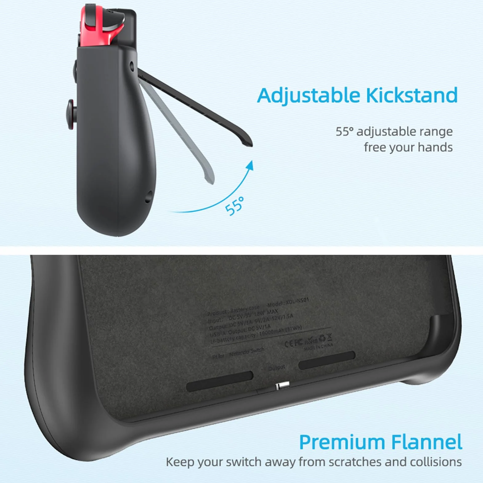 NEWDERY Etui z akumulatorem 10000 mAh do Nintendo Switch, Power Bank Case Cover