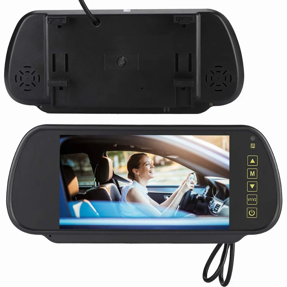 Samochodowy monitor samochodowy z lusterkiem wstecznym ekran LCD HD 800 x 480, DC9V-DC26V uniwersalny do monitora ciężarówki, do kamery cofania, kompatybilny z PAL/NTSC