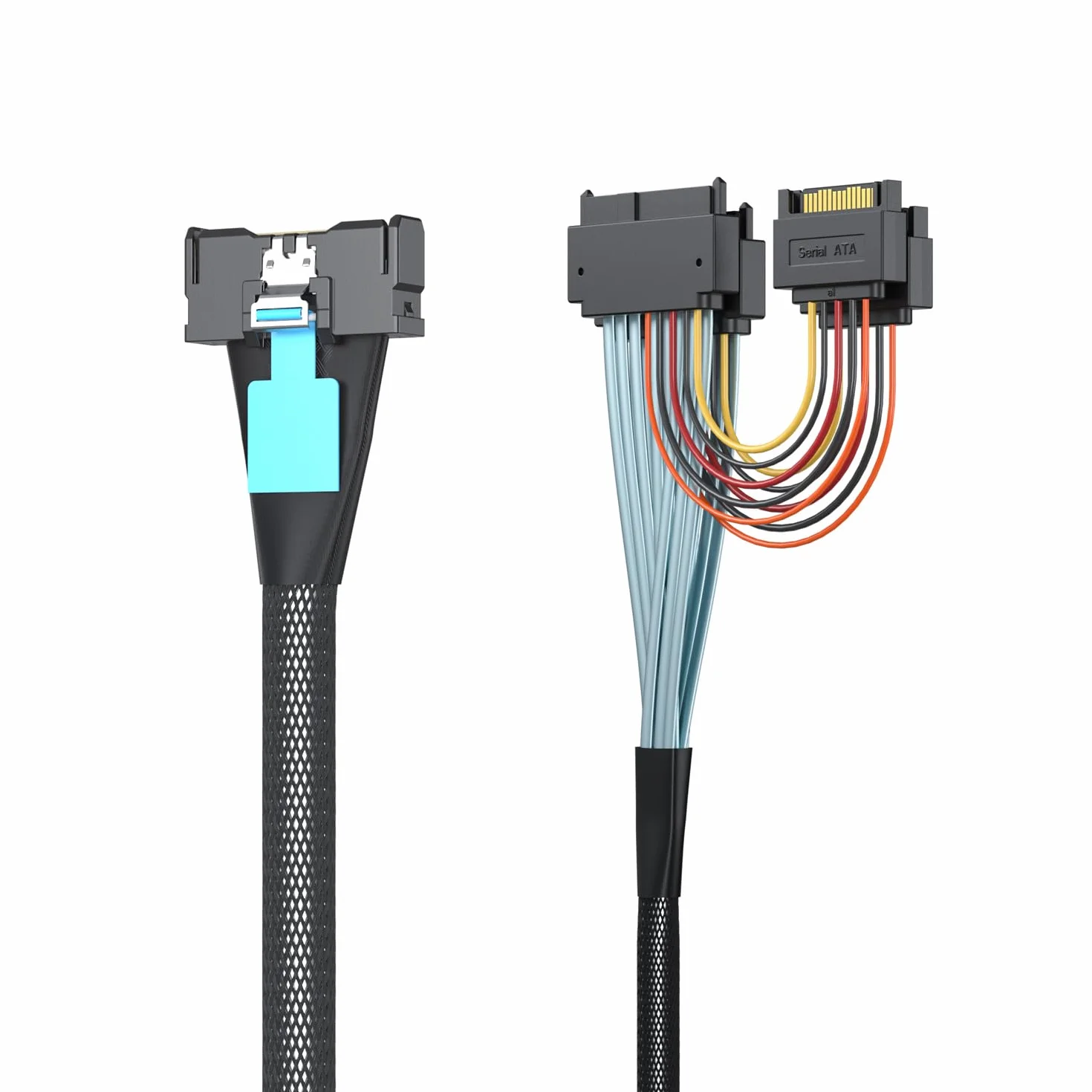10Gtek PCIe GEN5 MCIO 8X SFF-TA-1016 do 2 x U.2 SFF-8639 z 15-pinową mocą SATA, 0,75m (2,46 cala)
