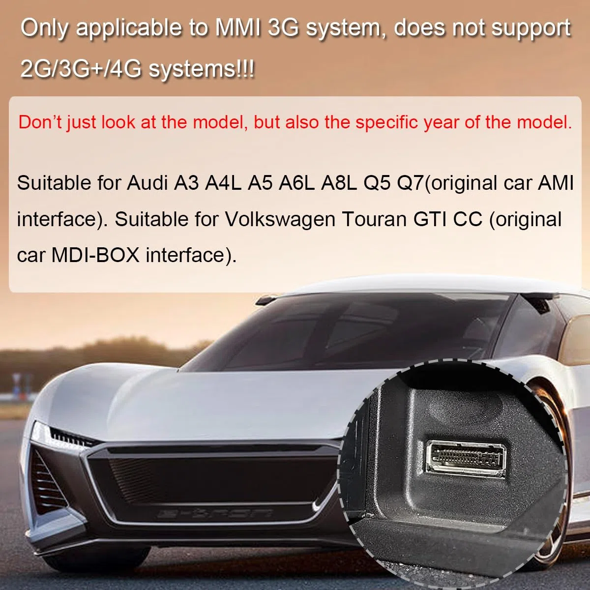 Xiatiaosann Do Audi MMI Music kabel adaptera USB AMI MDI AUX złącze do Audi A3 A4 S4 A5 S5 A6 S6 A7 A8 Q5 Q7 R8 TT, do VW