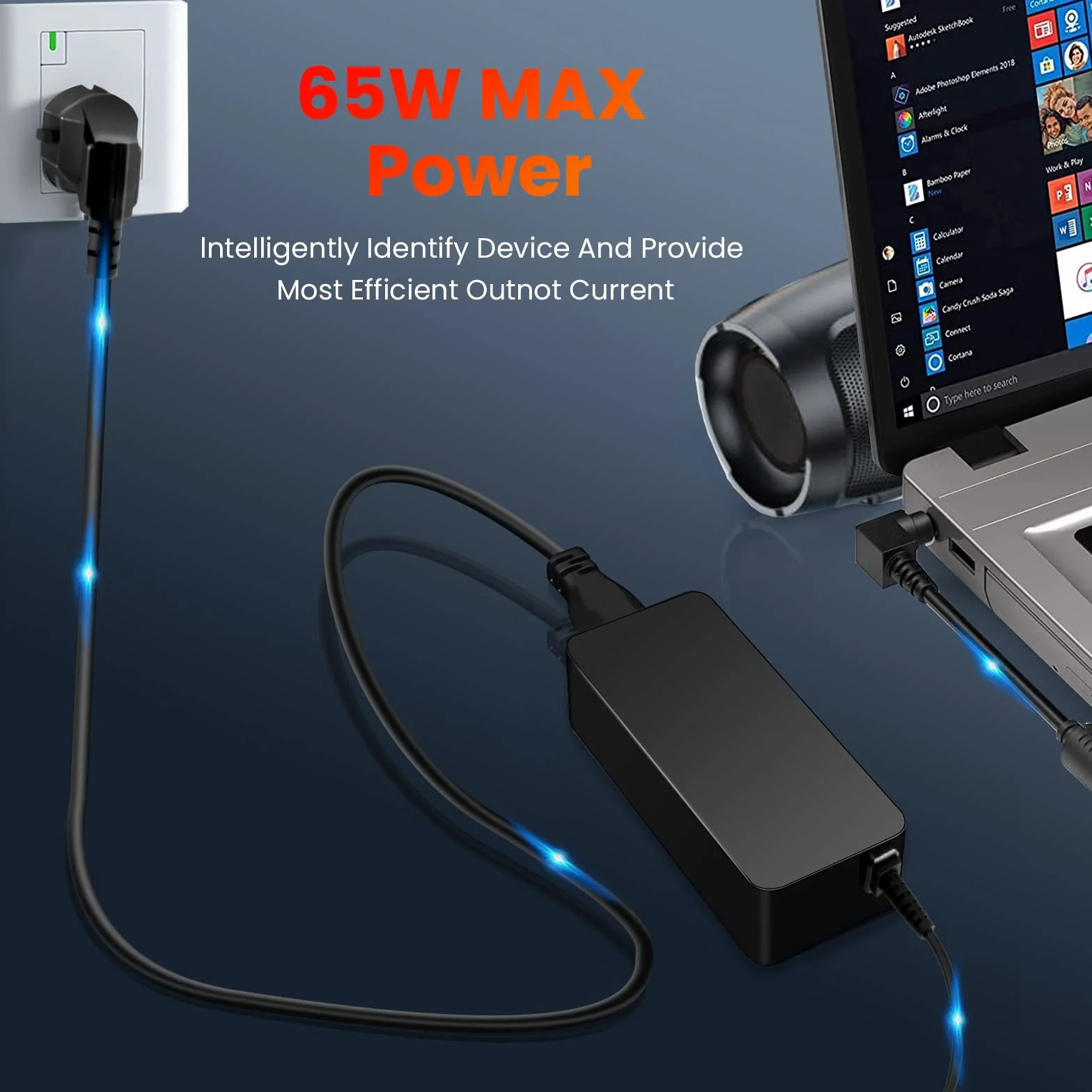 65W Ładowarka kompatybilna z głośnikami Bluetooth JBL Xtreme, Xtreme 2, Extreme 2, Xtrem-e Plus i kablem ładującym FUGOO XL, 19 V, 3,42 A, 5,5 mm x 2,5 mm