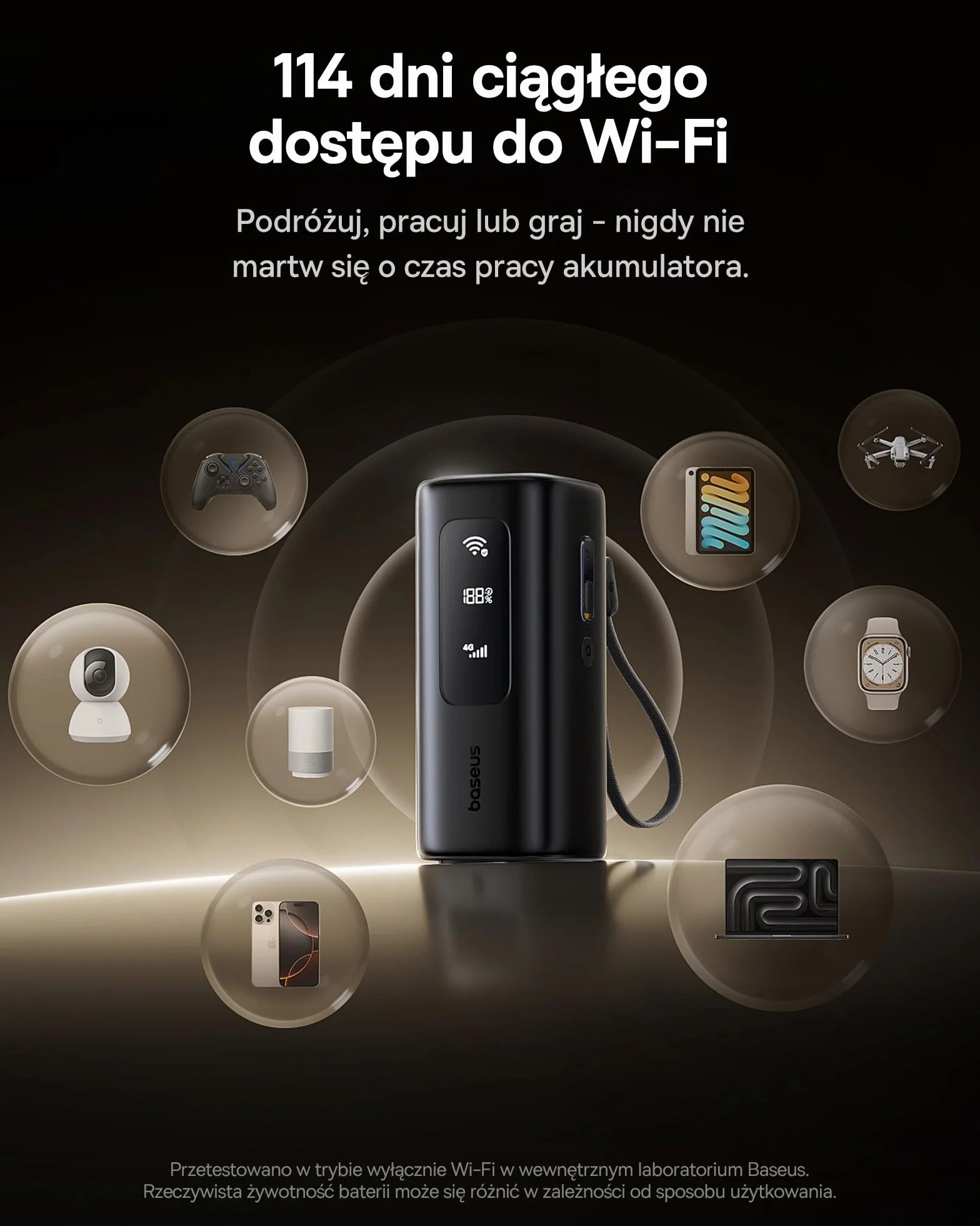 Baseus Mobilny router WLAN, przenośny hotspot, akumulator 20000 mAh 67 W