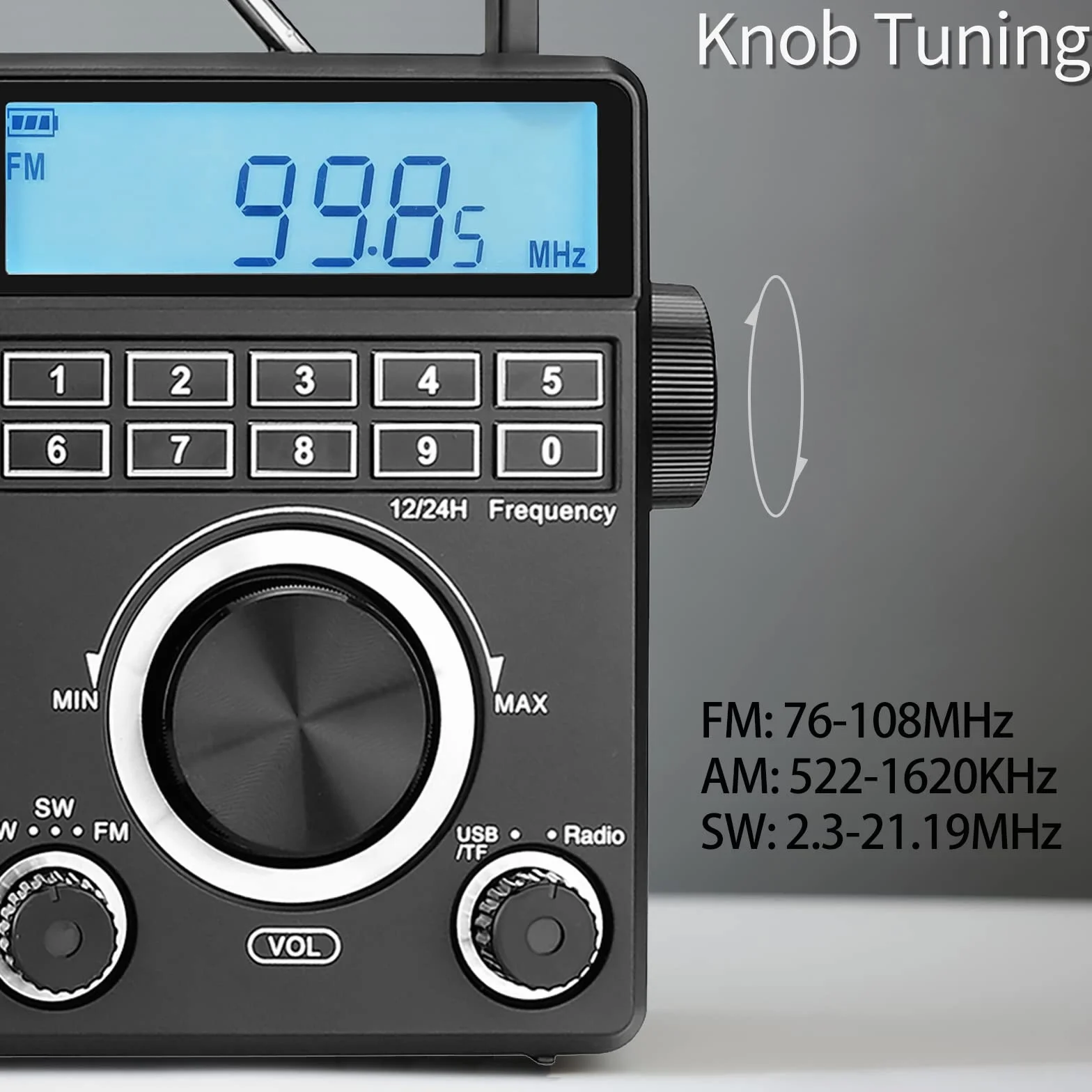 Retekess TR629 Radio Przenośne AM FM SW Odbiornik Radiowy DSP USB SD Zegar Budzik