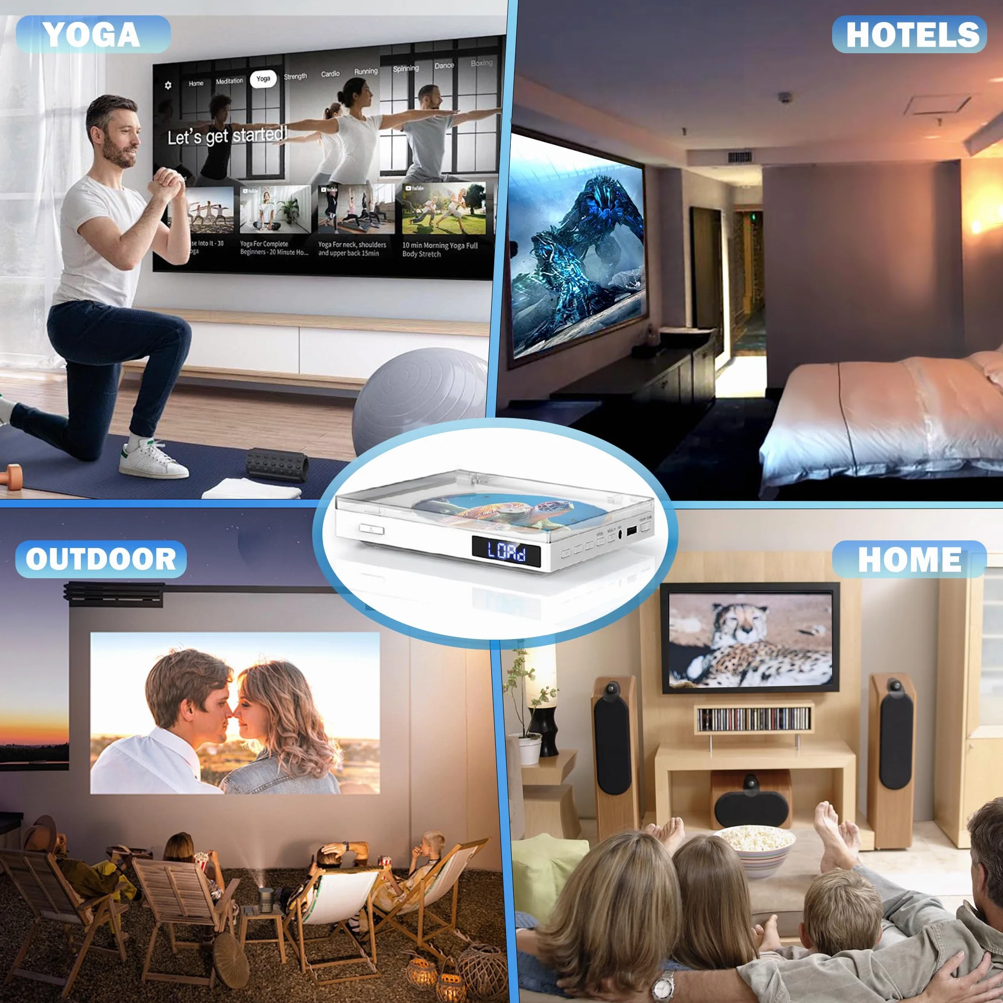 Kompaktowy odtwarzacz DVD 1080P HDMI PAL/NTSC z wejściami HDMI/AV/USB/AUX