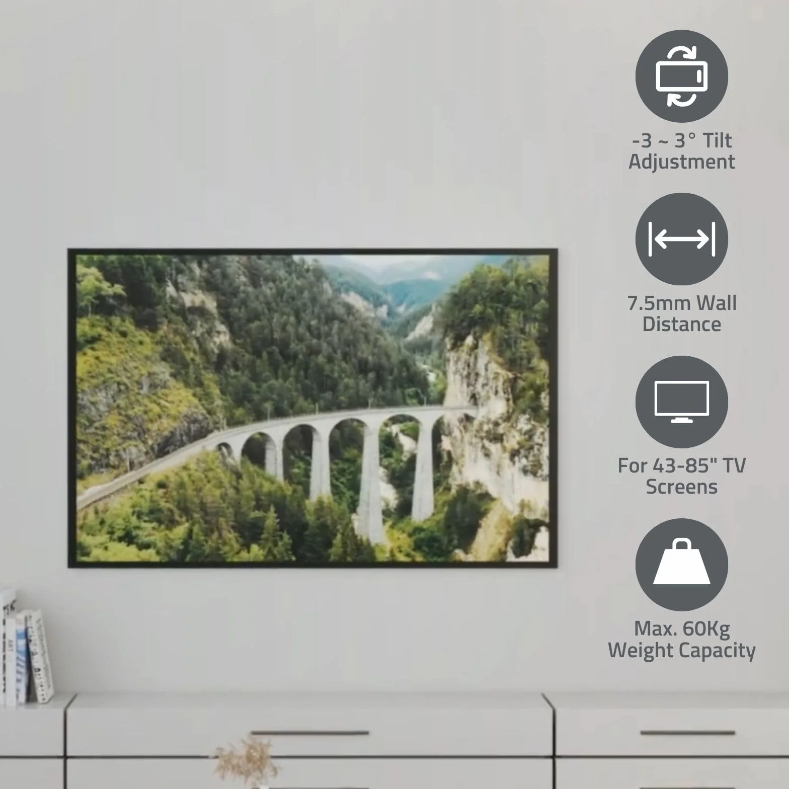 Nedis Feste TV-Wandhalterung 43-85" 60 kg 7,5 cm