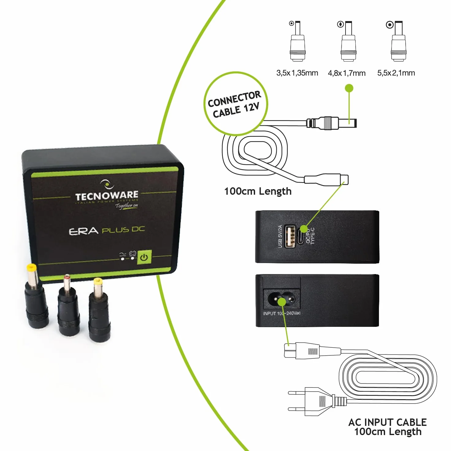 Tecnoware Power Systems Mini UPS ERA PLUS DC do WiFi/modemu, nie do PC gaming/konsol, USB-C/USB-A, Powerbank 5200mAh, ochrona przed przepięciami i blackoutem do 240 min