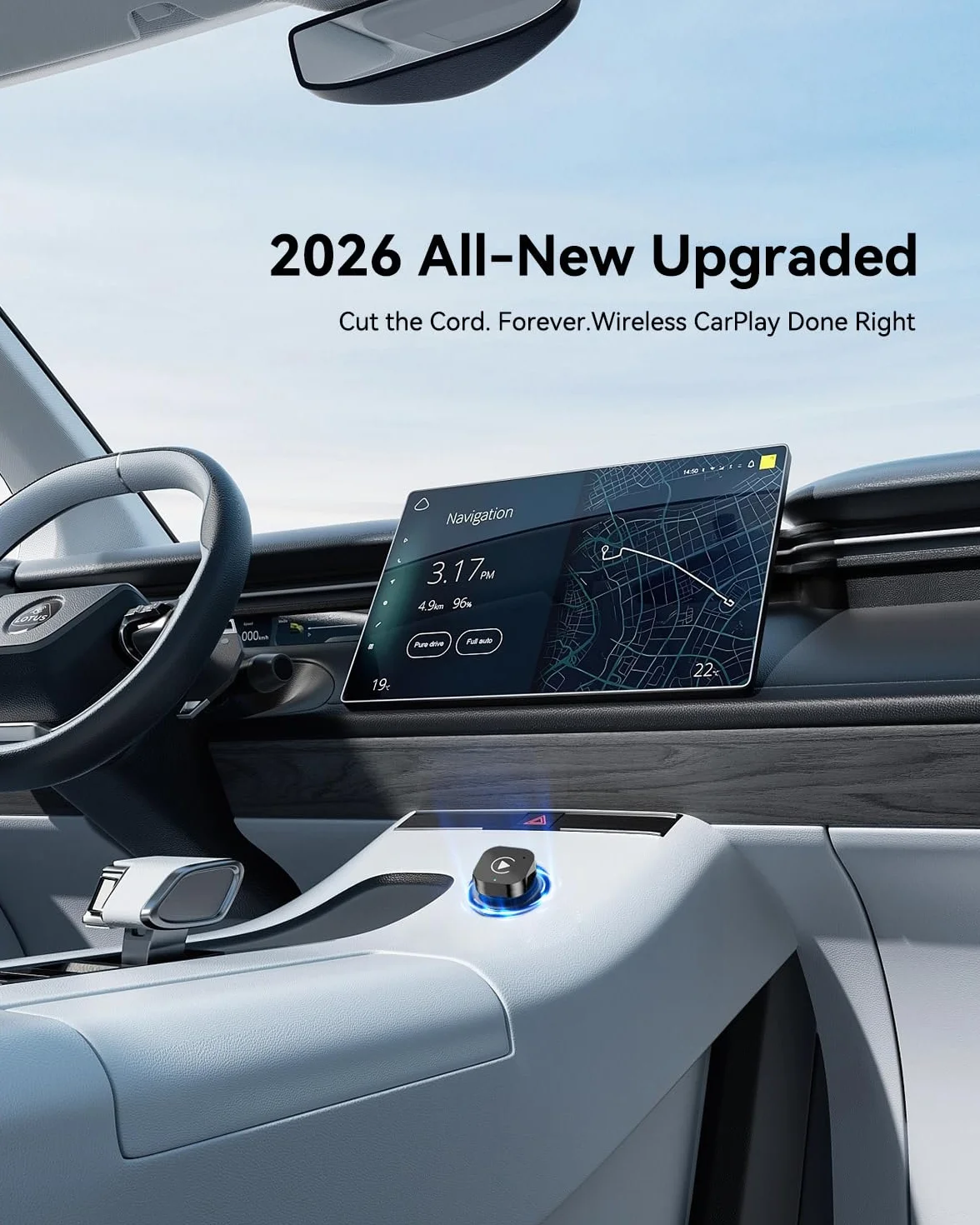 Spedal 2026 bezprzewodowy adapter CarPlay i Android Auto (złącze USB), klucz sprzętowy 2 w 1, WiFi 6 i BT 5.4, Plug & Play, stabilny i bez opóźnień, do pojazdów z systemami przewodowymi