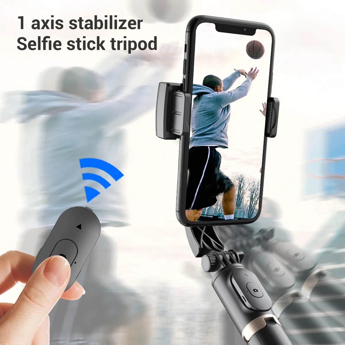 Składany Gimbal do Telefonu z Pilotem, Regulowany Zacisk 360°, Wysuwany Drążek do Selfie, Statyw Antywstrząsowy do Vlogowania