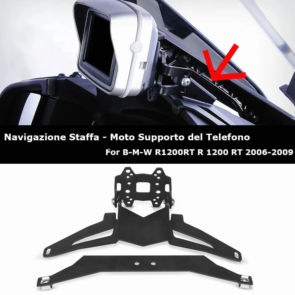R1200RT uchwyt nawigacyjny do motocykla, uchwyt do telefonu komórkowego GPS do R1200RT R 1200 RT 2005 2006 2007 2008 2009-czarny