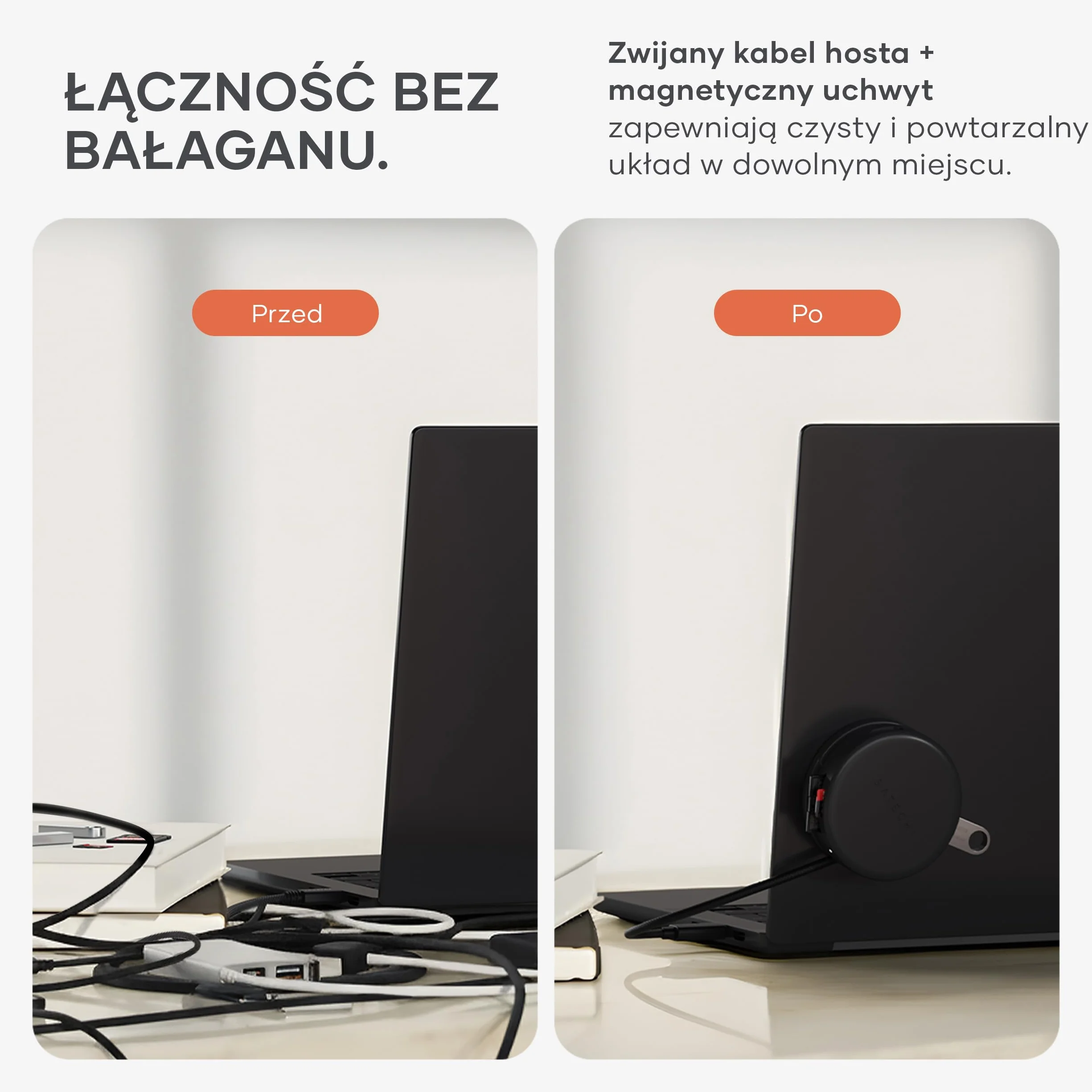 SATECHI OntheGo Hub USB-C 7 w 1, Kompaktowy Magnetyczny Adapter Wieloportowy 100W PD, HDMI 4K/60Hz, Gigabit Ethernet, 2×USB-A, Czytnik SD/microSD, Czarny Kosmiczny