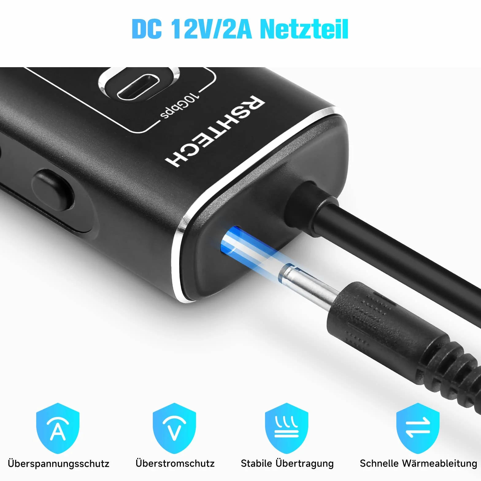 RSHTECH 7-portowy hub USB C 3.2 aktywny 10 Gb/s aluminiowy RSH-A107C